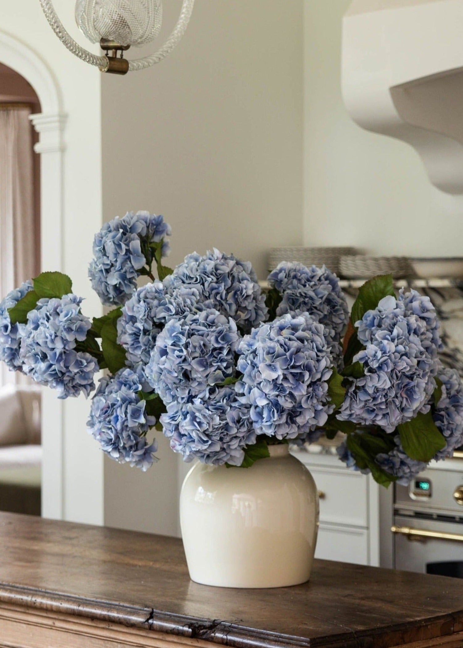 Tall Powder Blue Faux Hydrangea Flower - 45