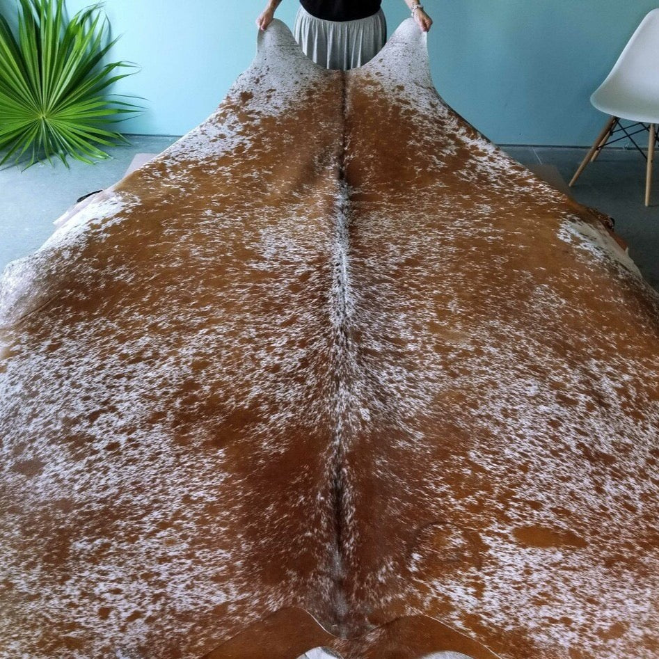 Salt and Pepper Brown Brazilian Cowhide Rug: XXL