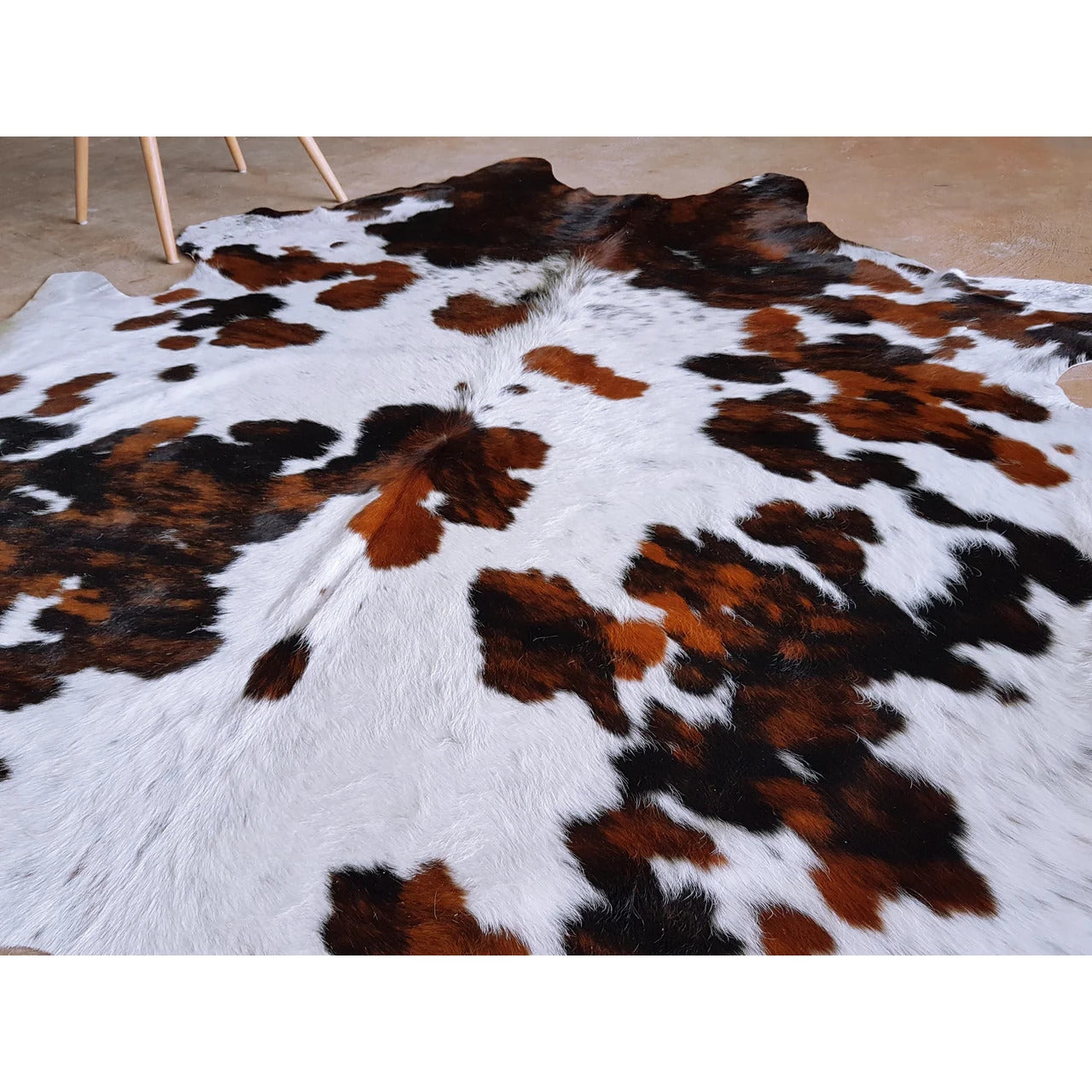 White Tricolor Cowhide Rug