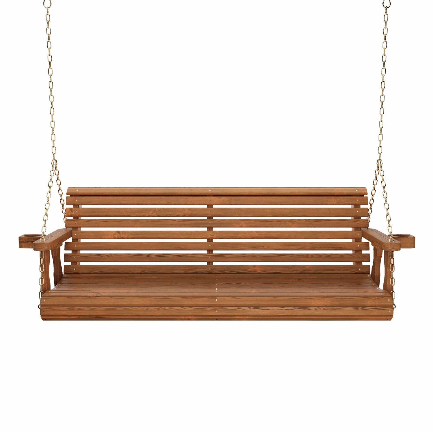 Amish Casual 5 Foot Roll Back Porch Swing in Oak with Clearcoat