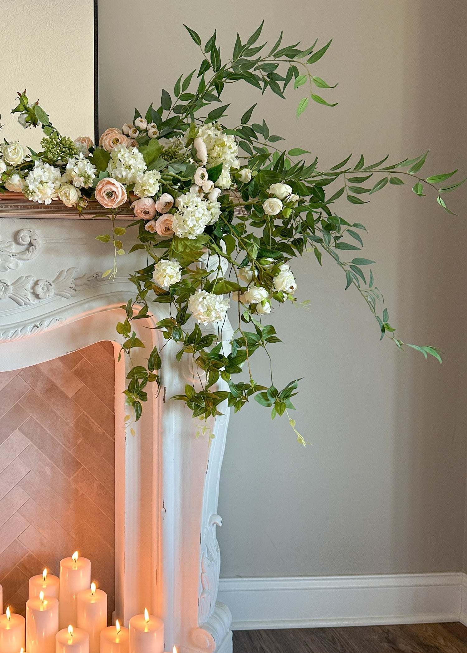 Artificial Blooming Ranunculus Flowers in Blush Peach - 21