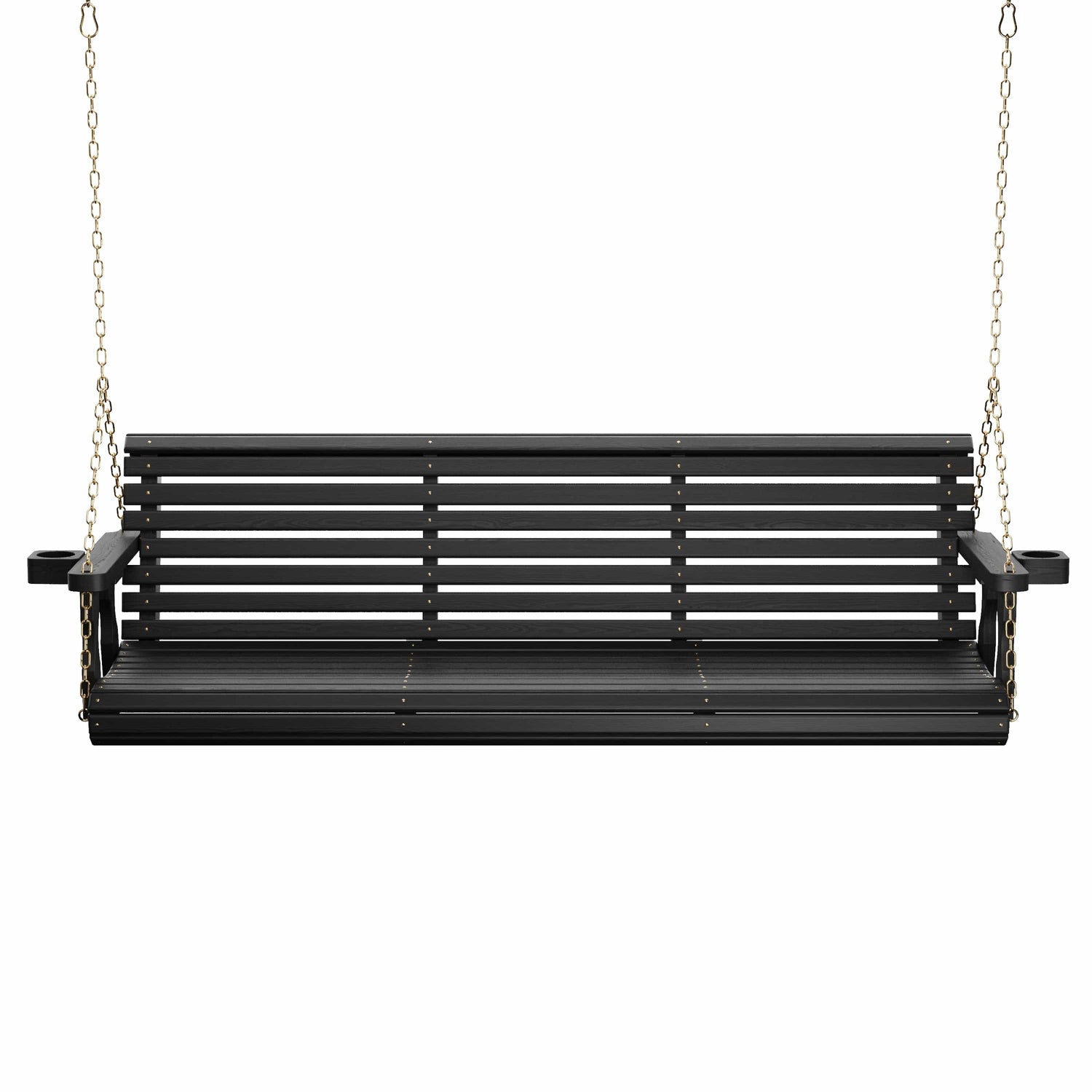 Amish Casual 6 Foot Roll Back Porch Swing in Black Stain with Clearcoat