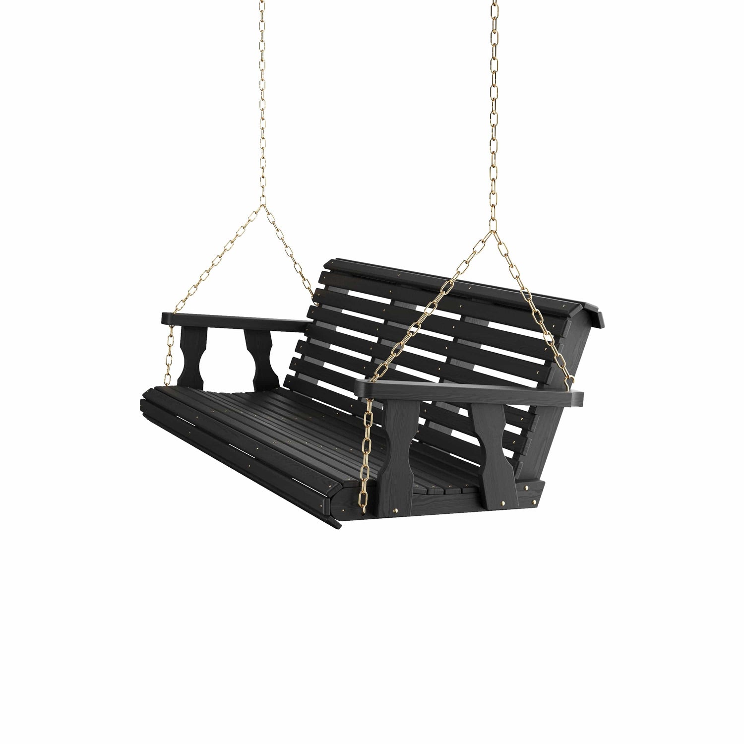 Amish Casual 5 Foot Roll Back Porch Swing in Black Stain with Clearcoat