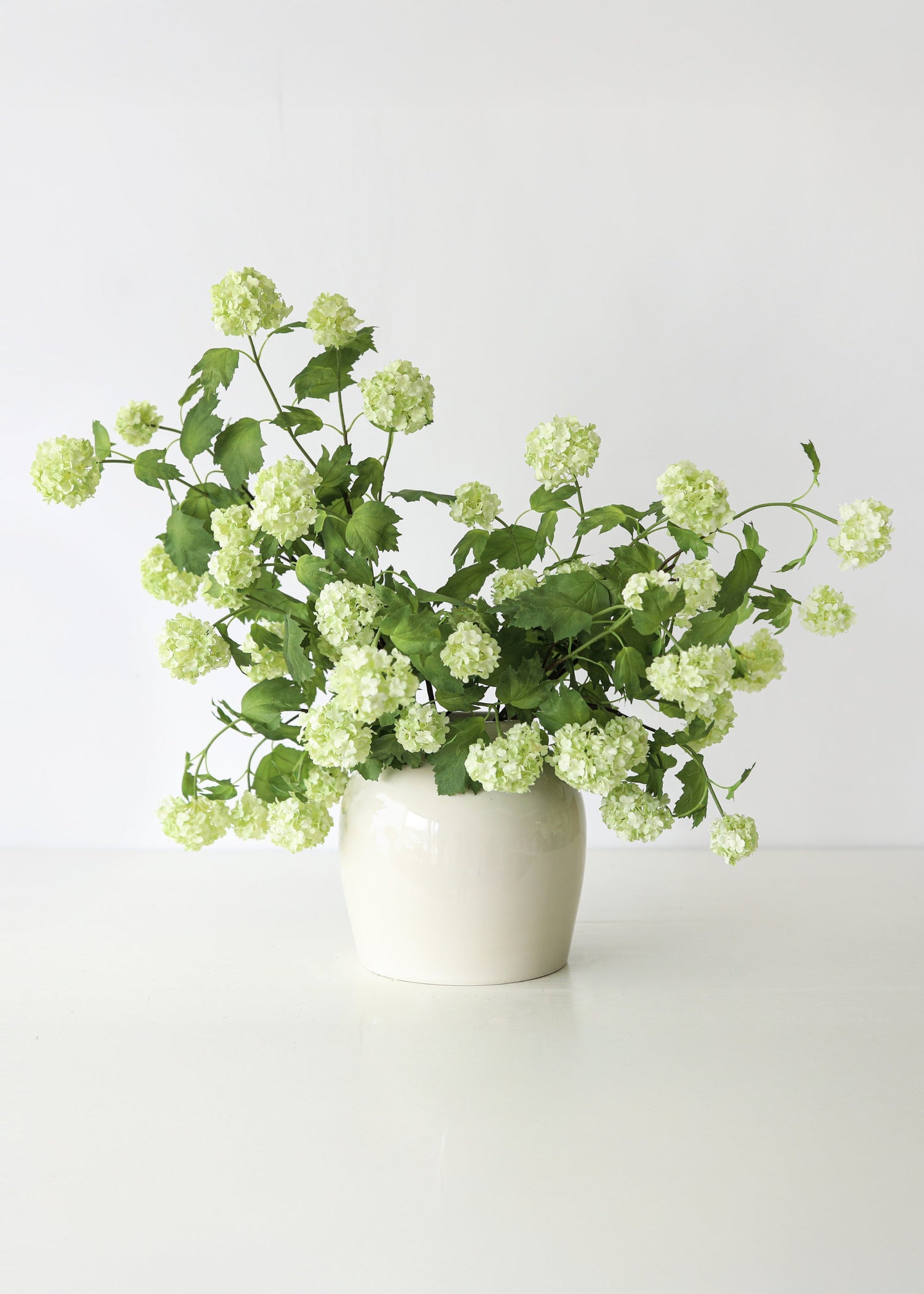 Green Cream Artificial Snowball Flowers - 24