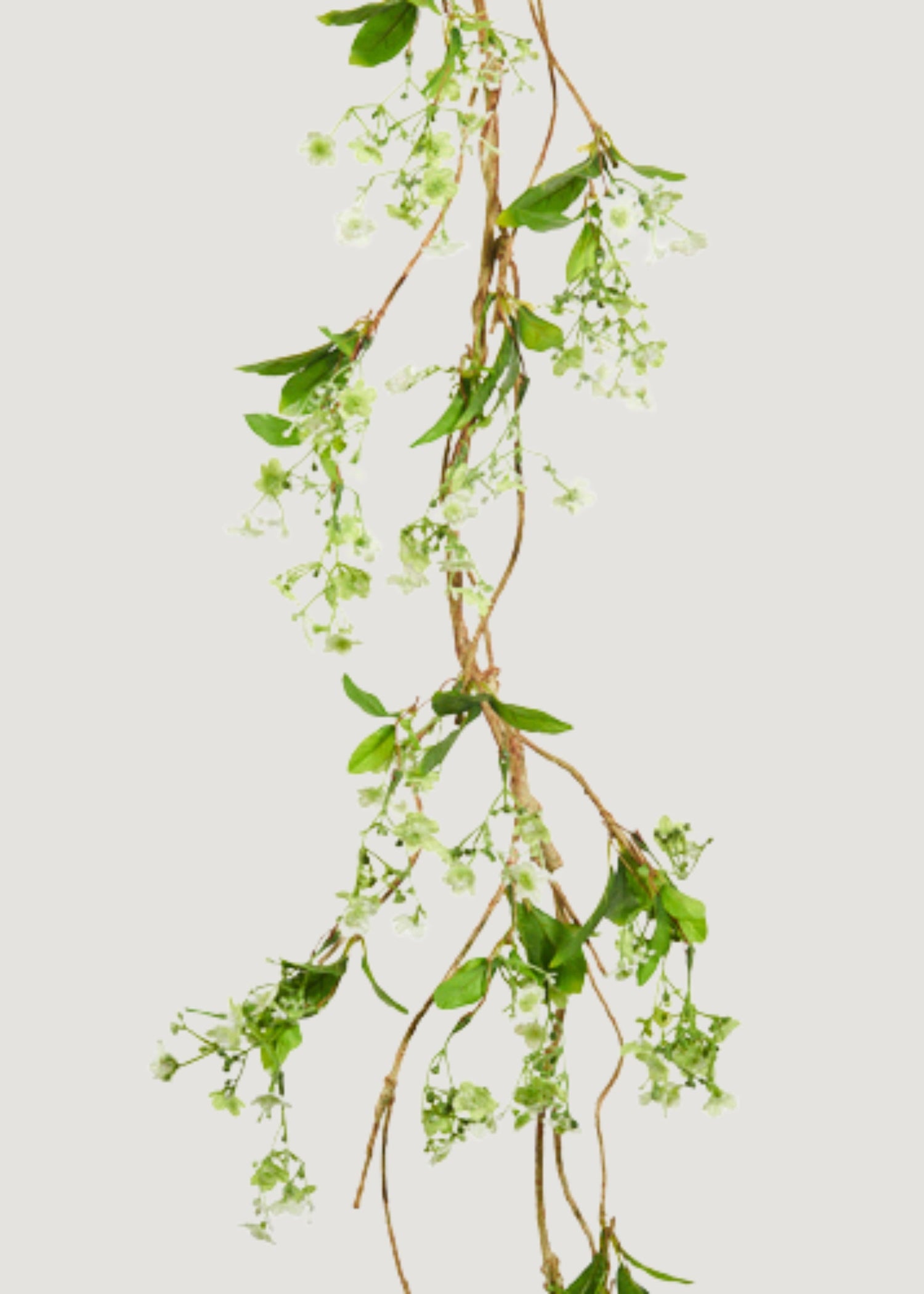 White and Green Fake Blooming Flower Garland - 60