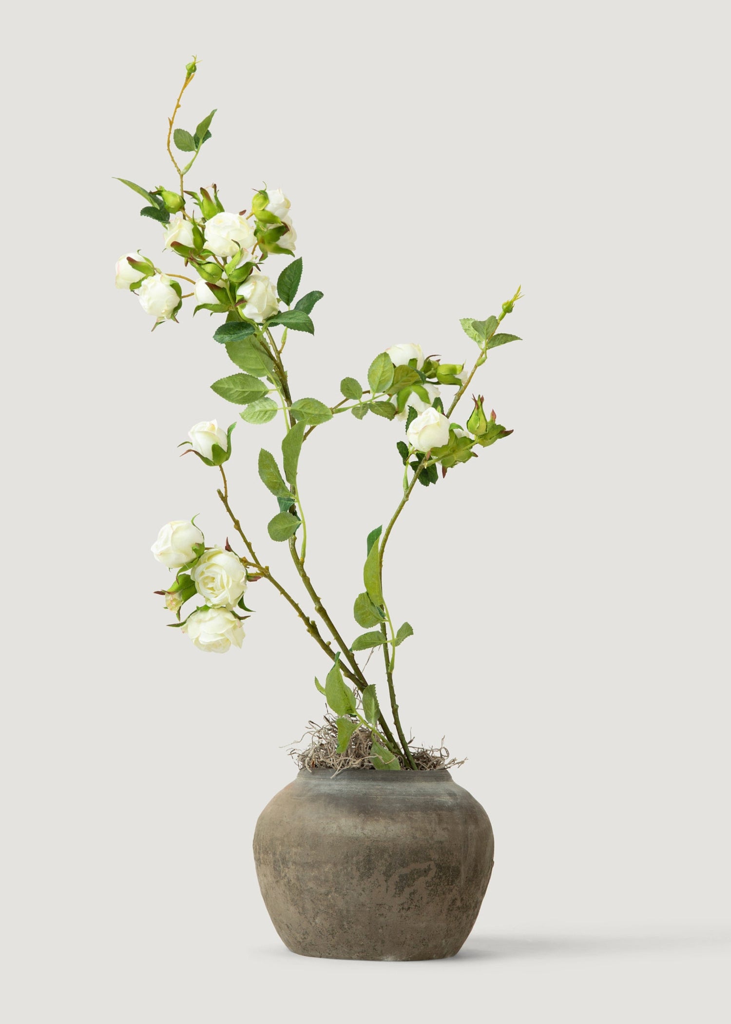 Tall Artificial Rose Branch in Cream White - 44