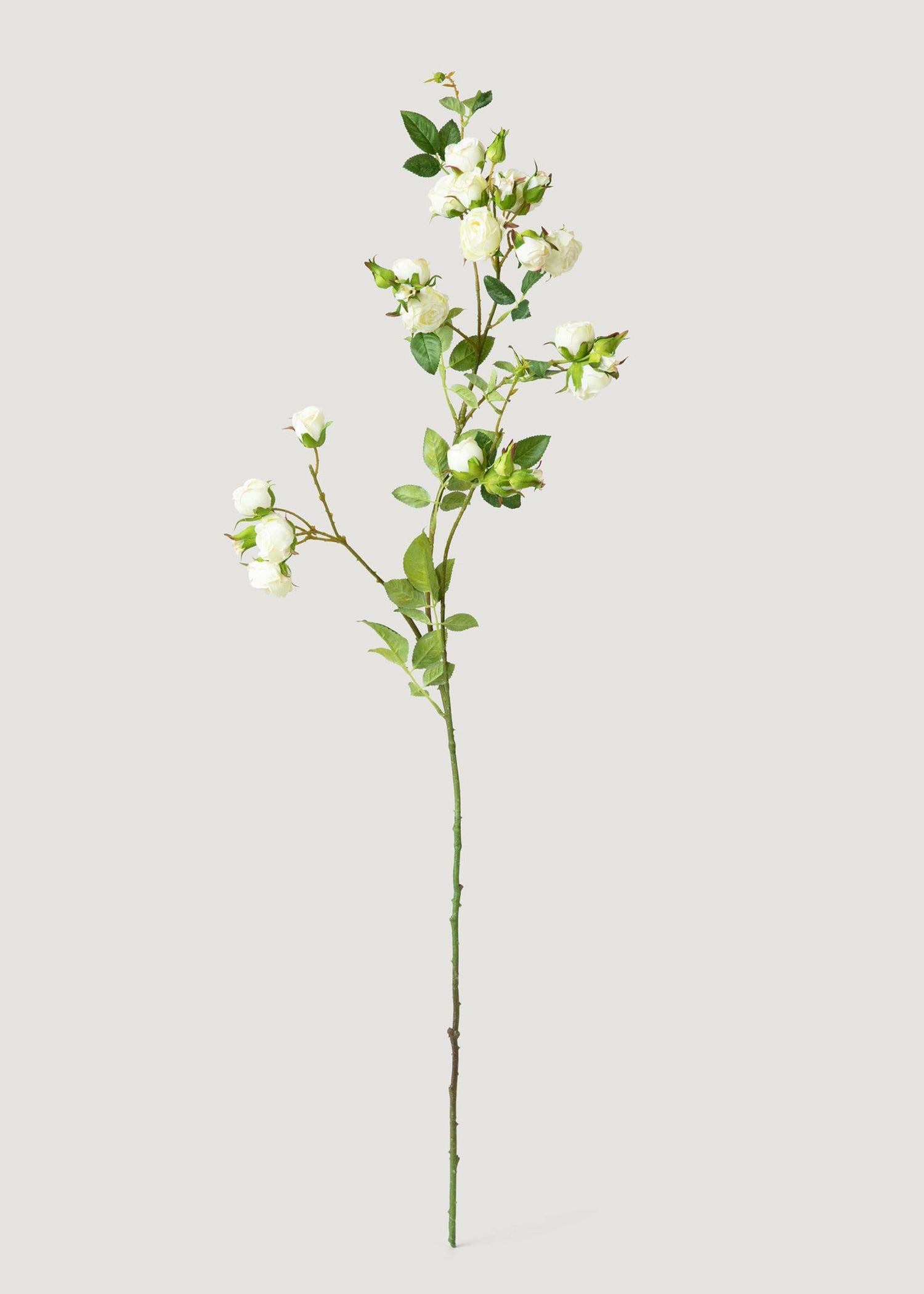 Tall Artificial Rose Branch in Cream White - 44