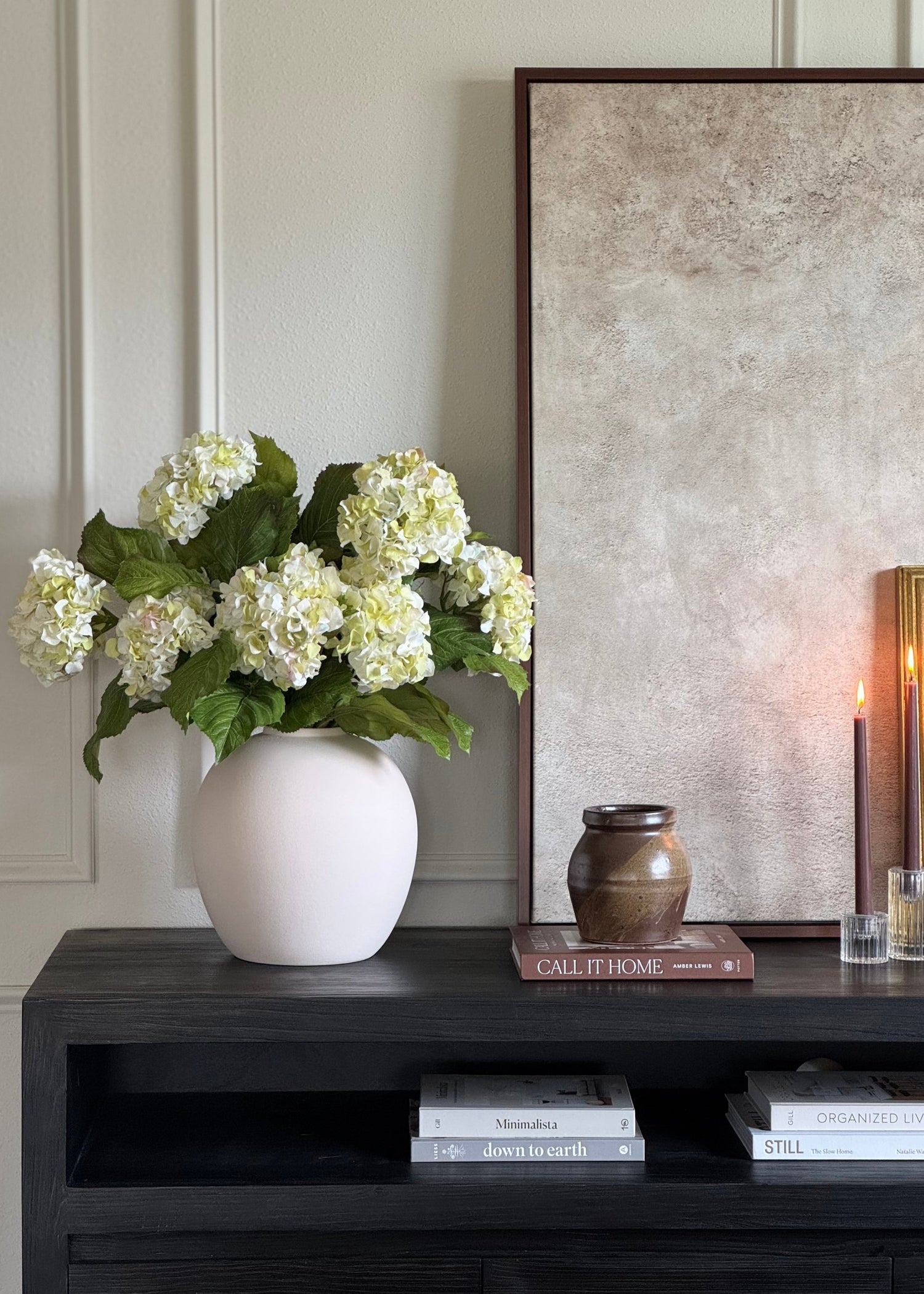 Cream Green Artificial Hydrangea Branch - 36