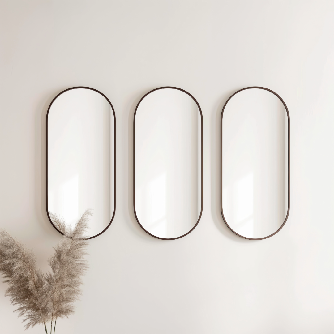 Antique Brass Capsule Mirror | Brass Wall Mirror