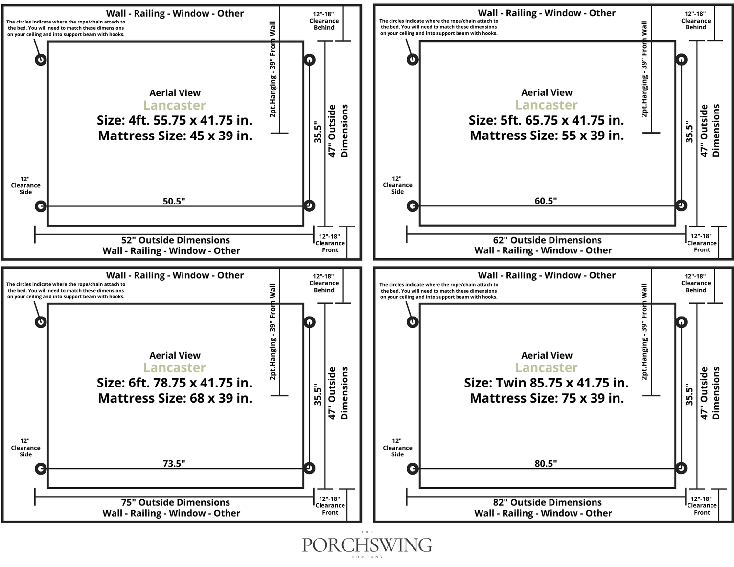 Amish Casual Lancaster Daybed Swing Bed, 4 Ft Oak