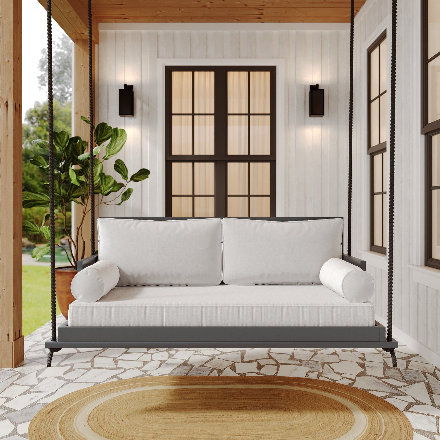 Amish Causal Stratford Porch Swing Bed in Dovetail Grey