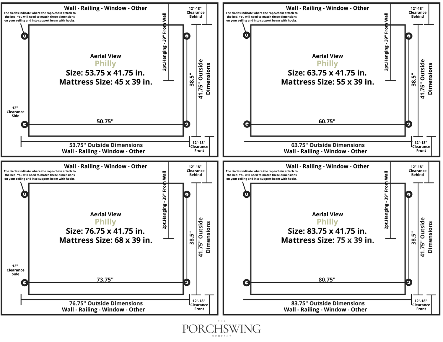 Amish Casual The Philly Daybed Swing in Dovetail Grey