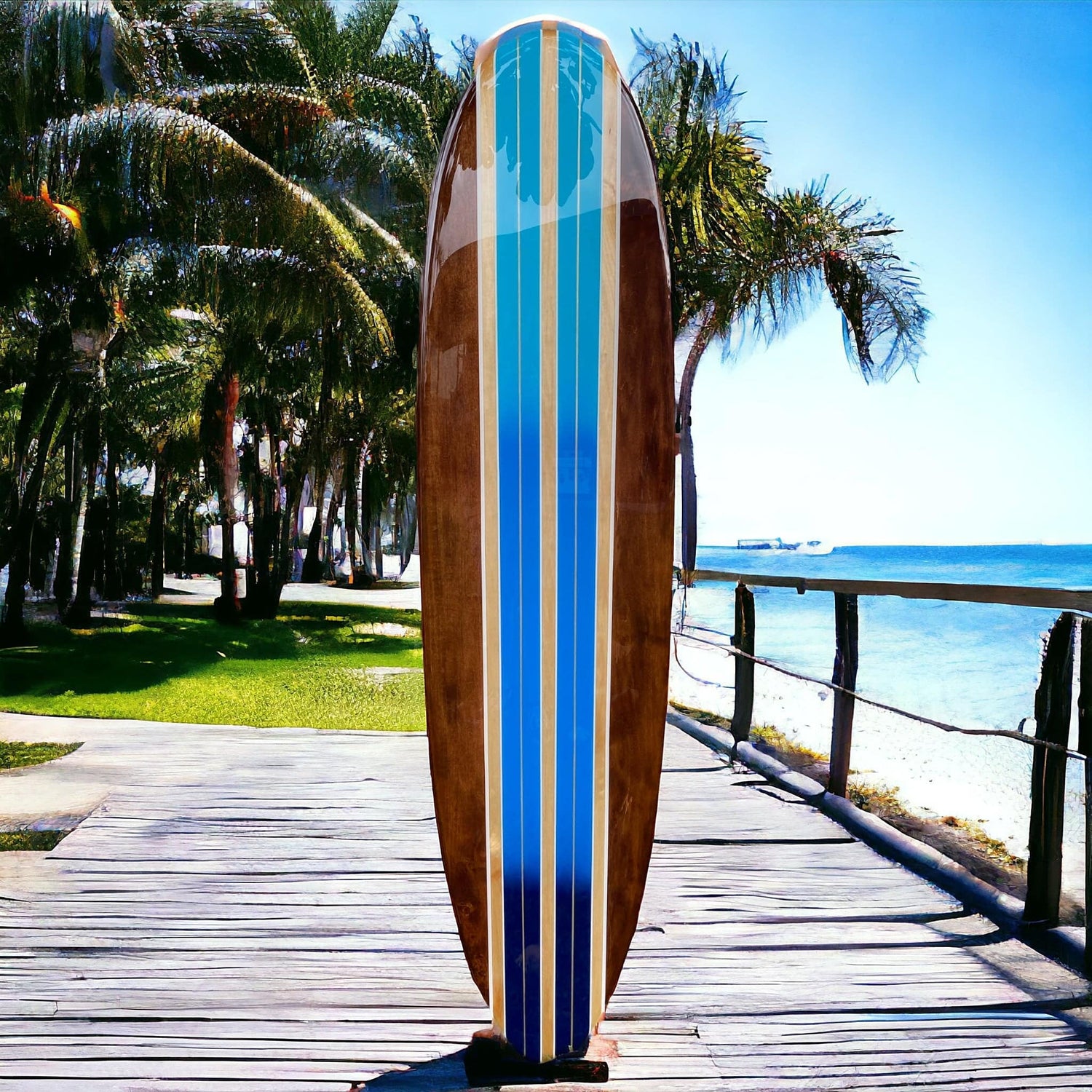 Blue Barrel Surfboard Wall Art