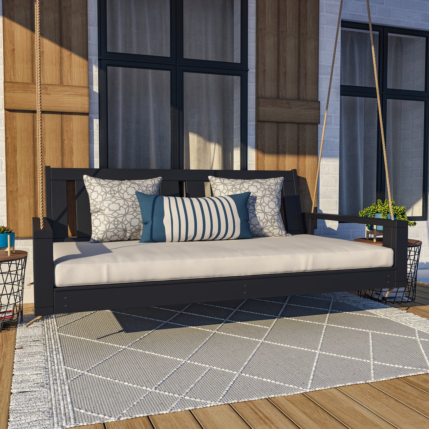 Amish Casual 4 Foot Uptown Porch Swing Bed in Tricorn Black Paint