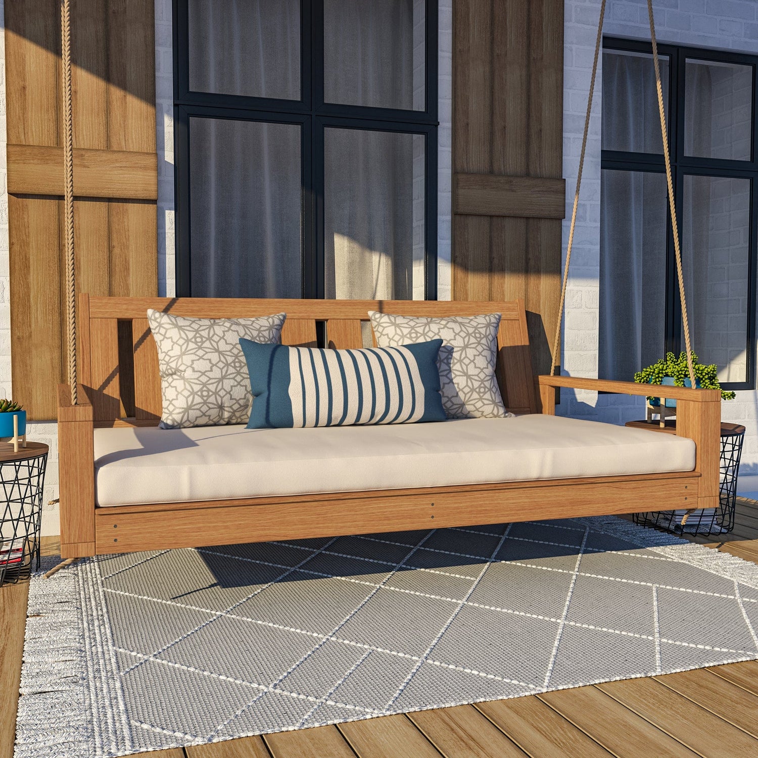 Amish Casual 5 Foot Uptown Porch Swing Bed in Cedar Stain