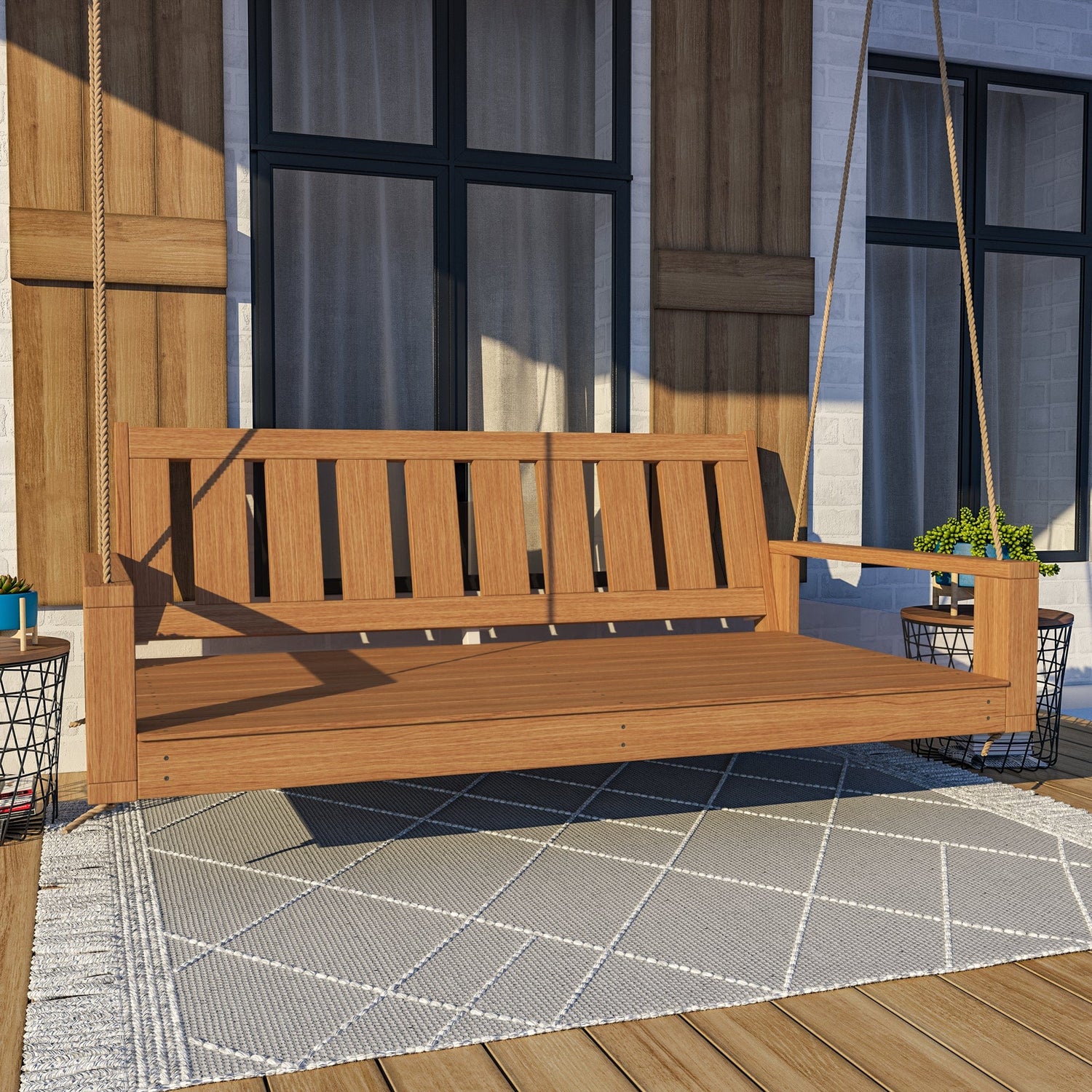 Amish Casual 5 Foot Uptown Porch Swing Bed in Clearcoat Cedar Stain