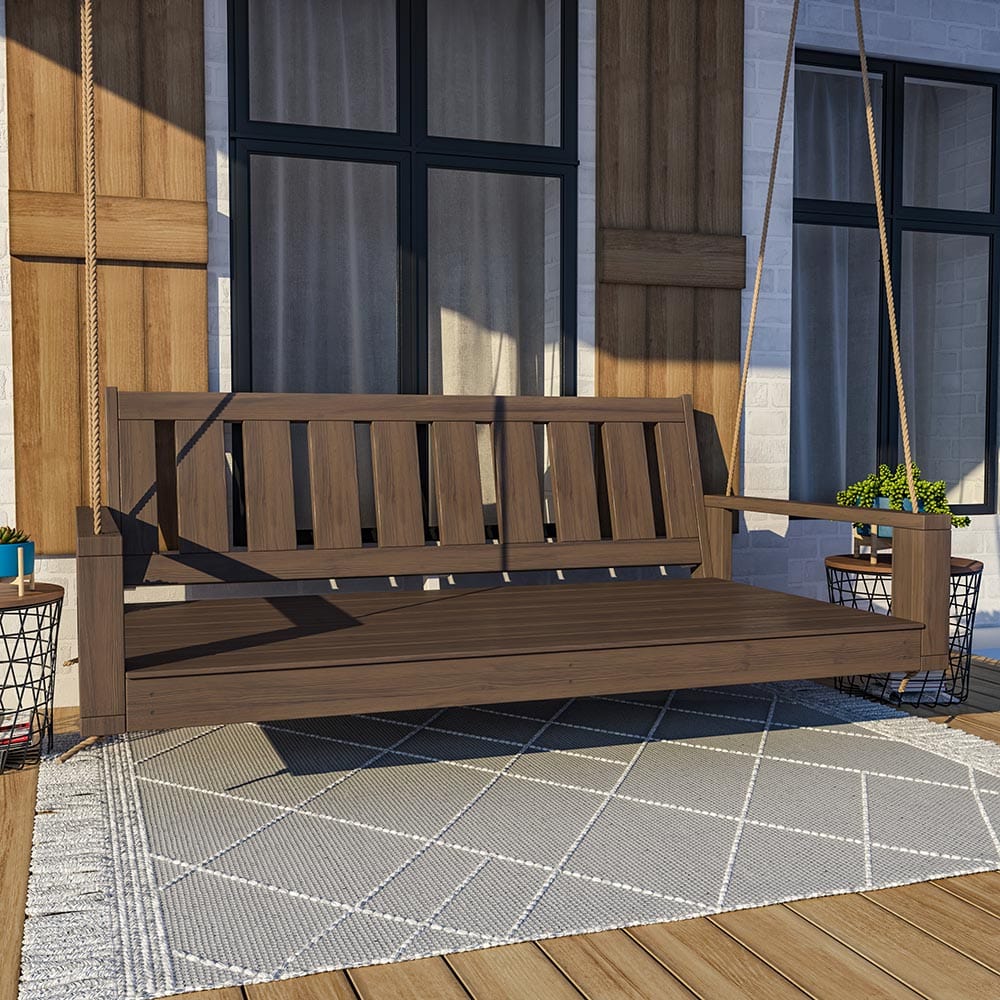 Amish Casual 6 Foot Uptown Porch Swing Bed in Oak Stain