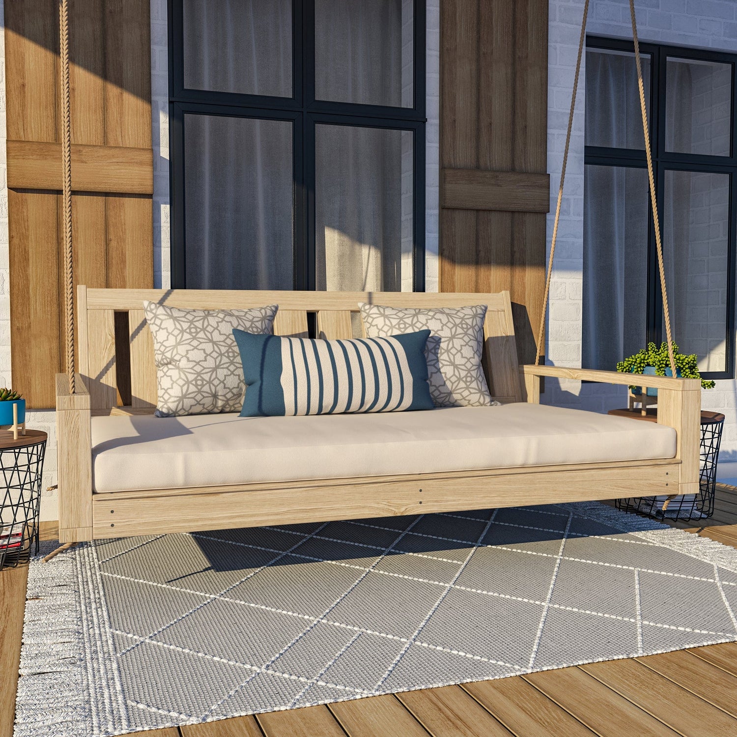 Amish Casual 4 Foot Uptown Porch Swing Bed in Clearcoat Unfinished