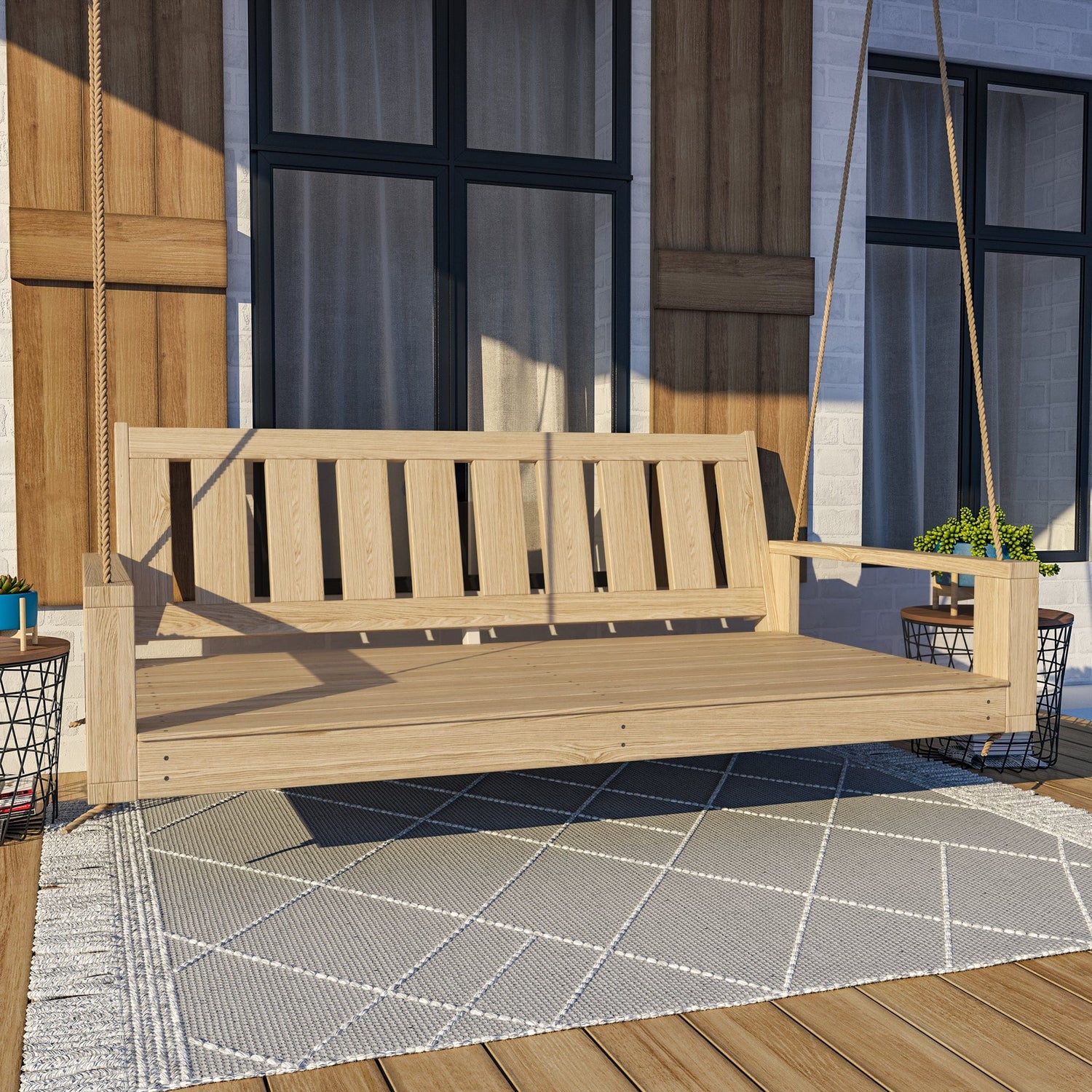 Amish Casual 4 Foot Uptown Porch Swing Bed in Clearcoat Unfinished