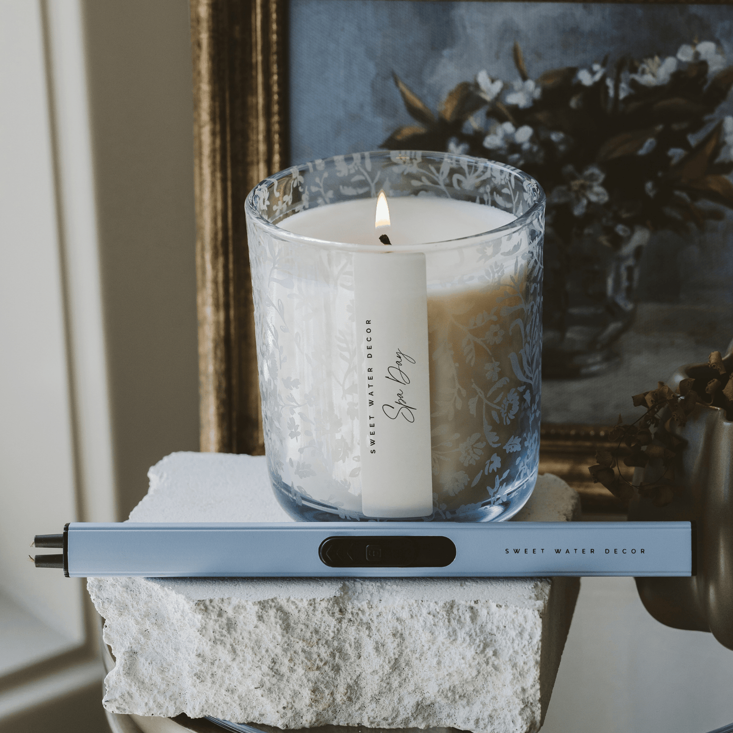 Spa Day Soy Candle - Blue Tinted Glass Jar - 12 oz