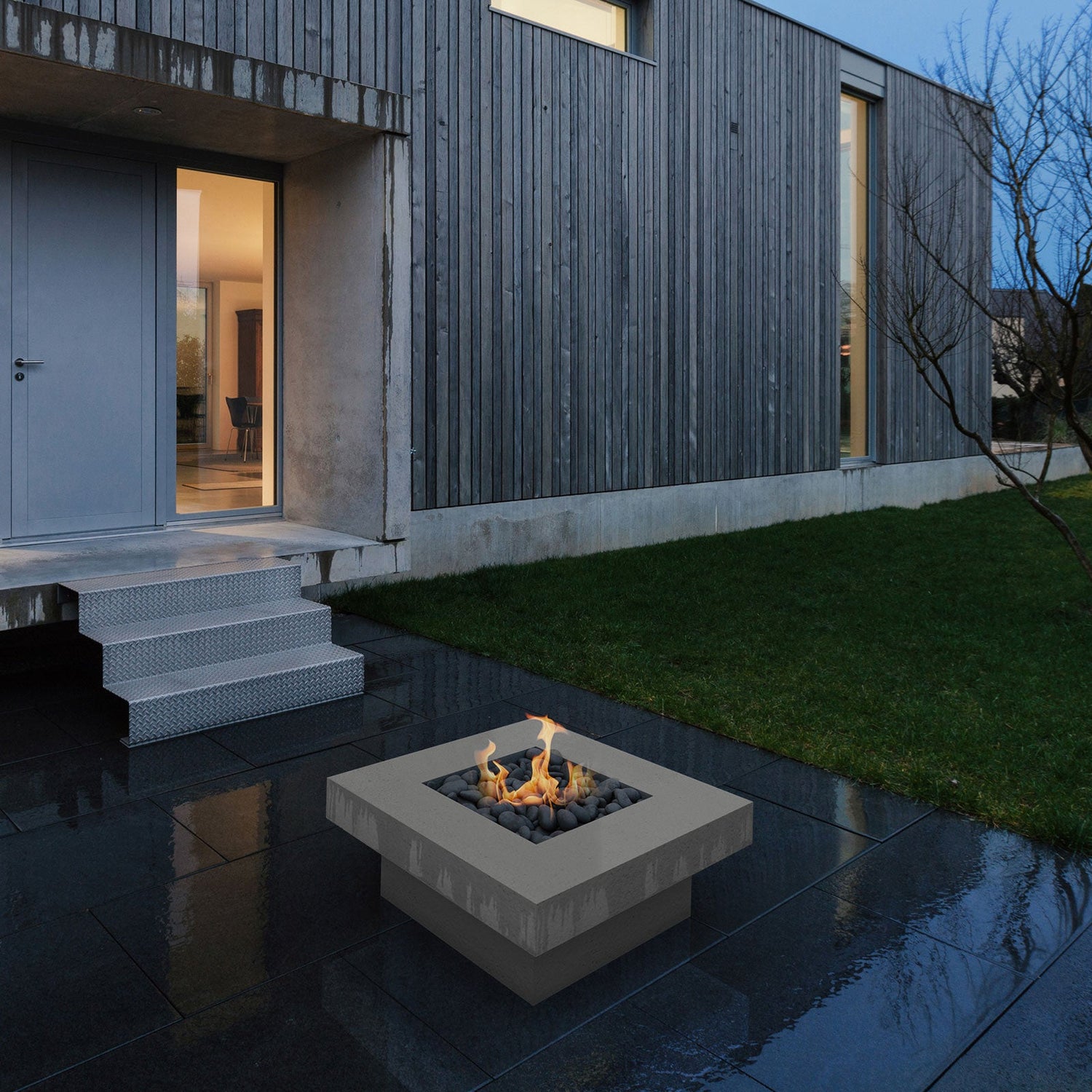 Platz - Square Concrete Fire Pit Table