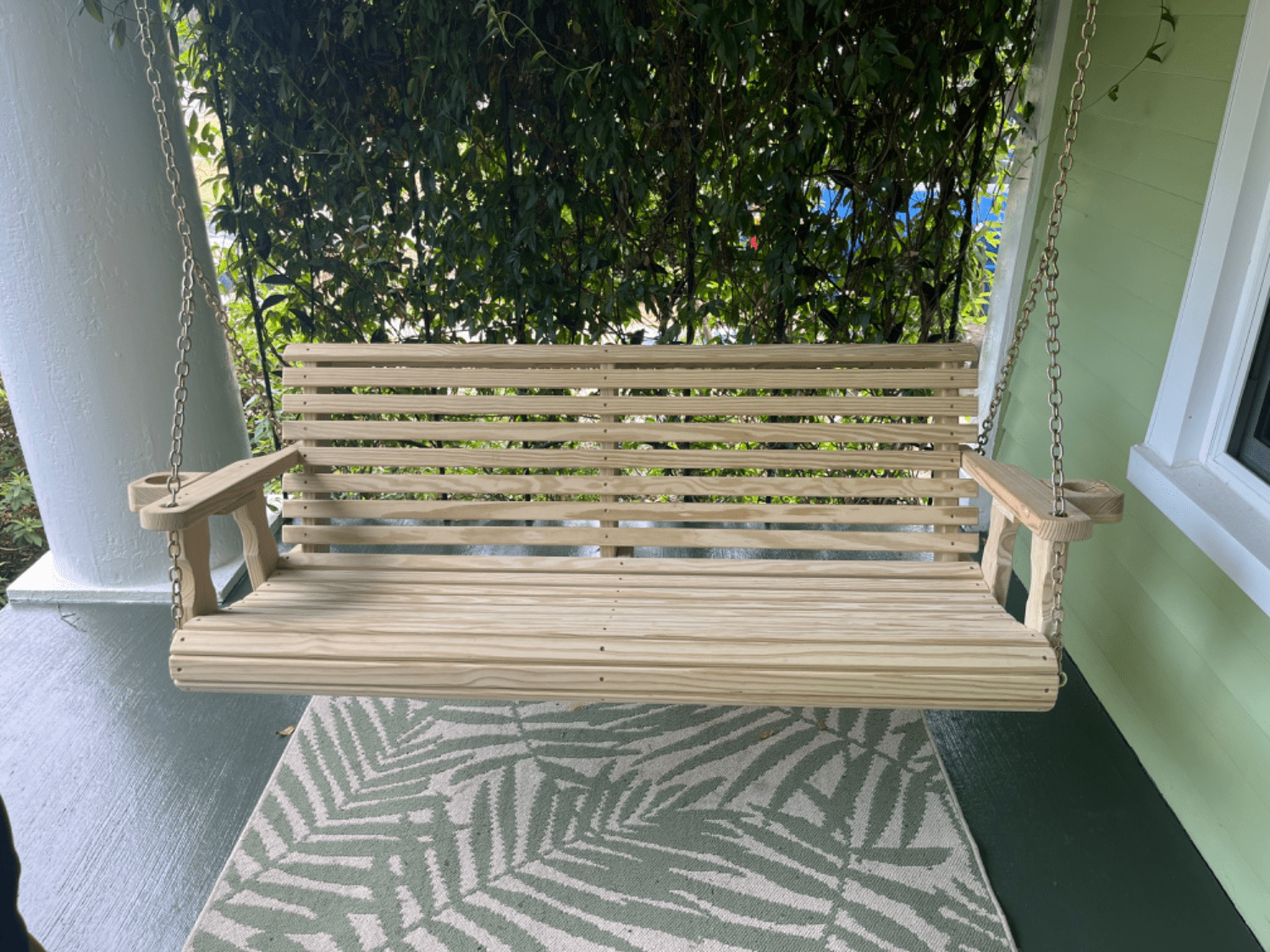 Amish Casual 6 Foot Unfinished Roll Back Porch Swing with Clearcoat