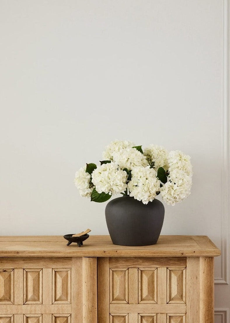 Fake Flowers Real Touch Hydrangea Stem in Talc White - 18
