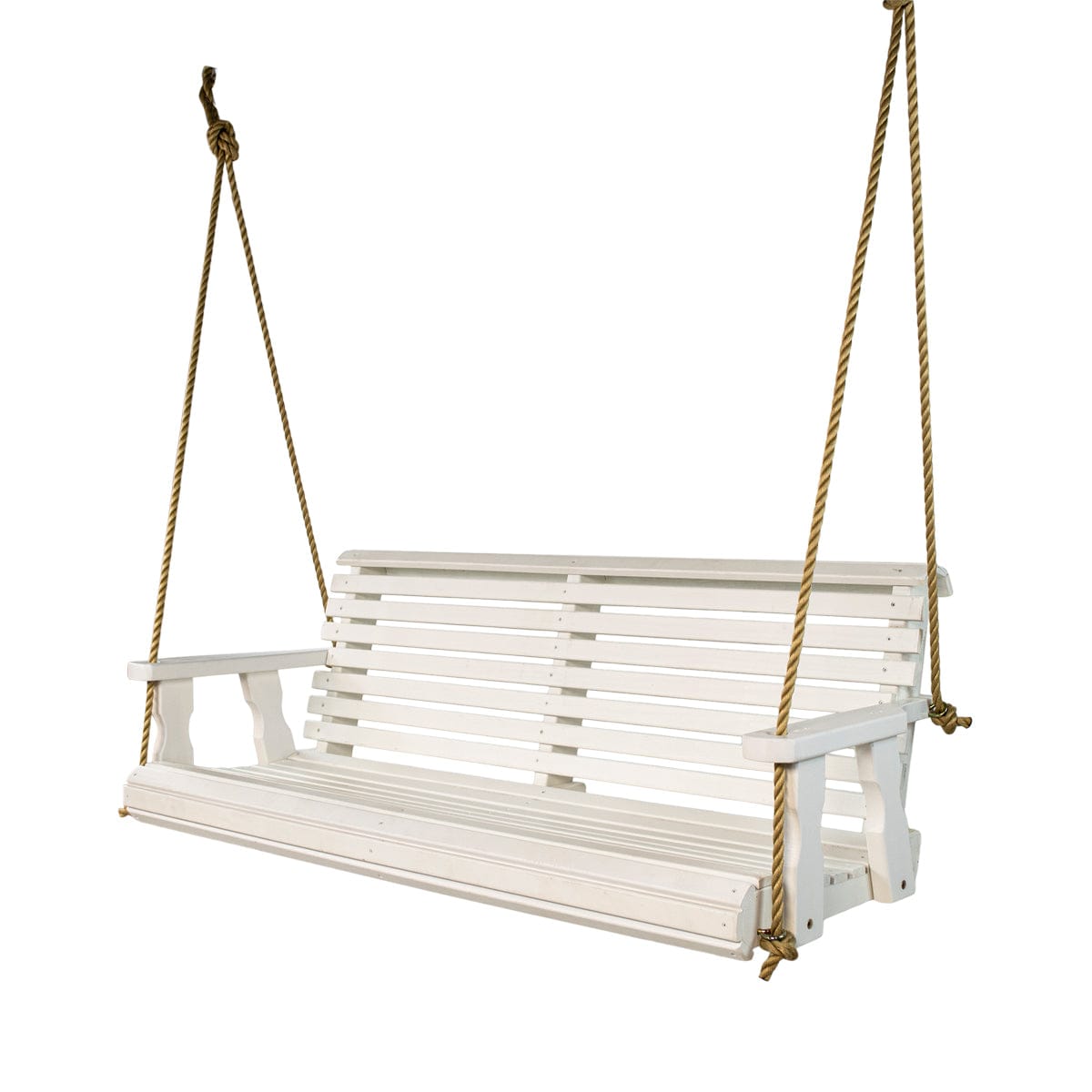 Amish Casual 5 Foot Roll Back Porch Swing in White Stain