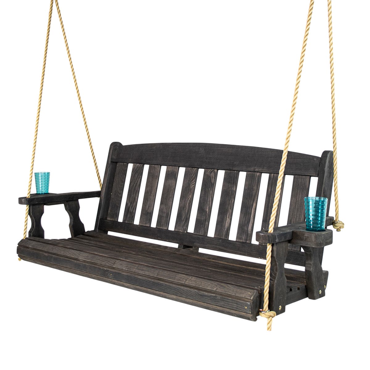 Amish Casual 4 Foot Black Stain Mission Porch Swing with Clearcoat