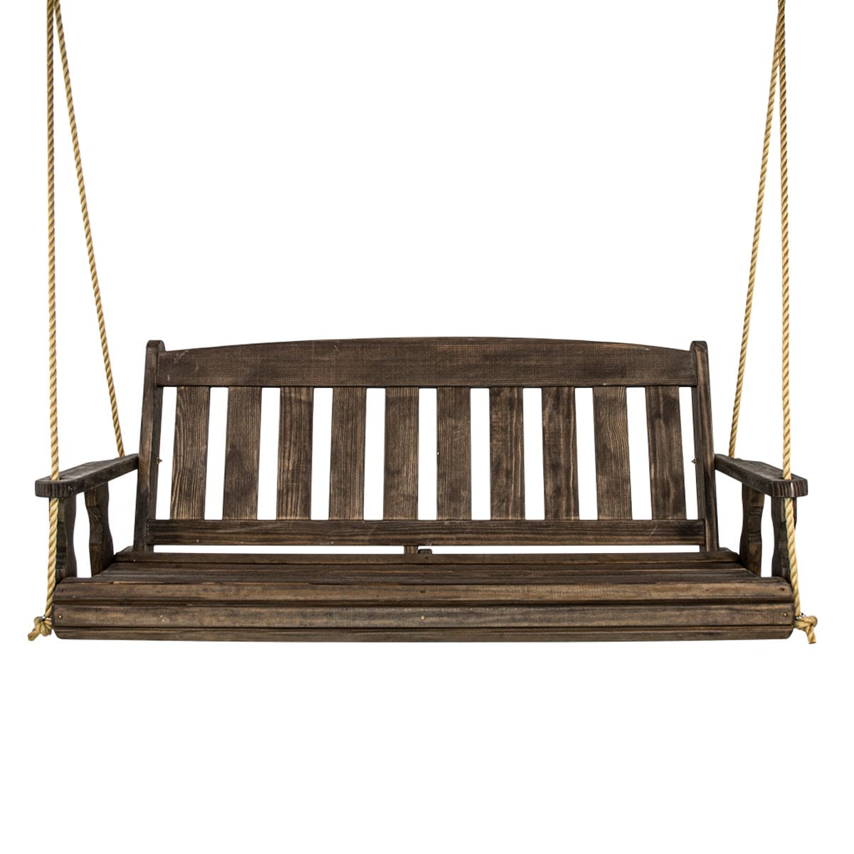 Amish Casual 4 Foot Dark Walnut Stain Mission Porch Swing with Clearcoat