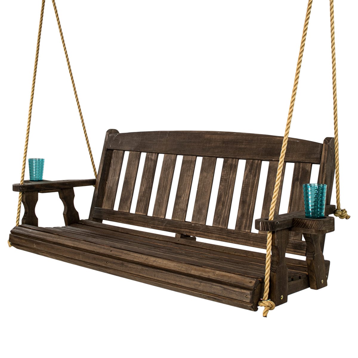 Amish Casual 4 Foot Dark Walnut Stain Mission Porch Swing