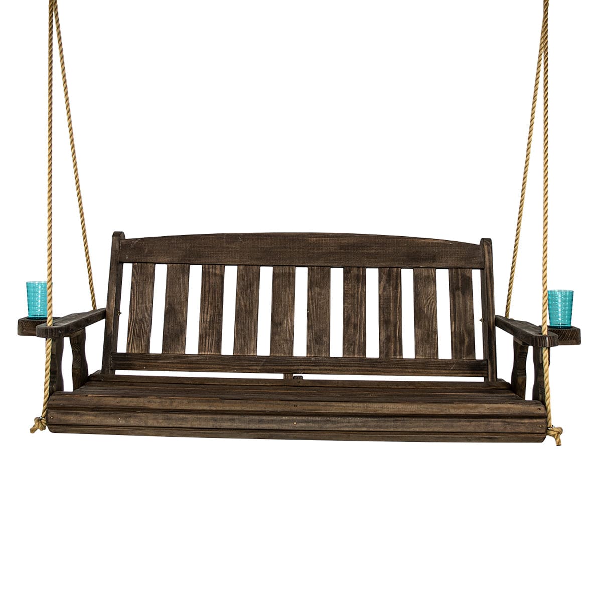 Amish Casual 5 Foot Dark Walnut Stain Mission Porch Swing with Clearcoat