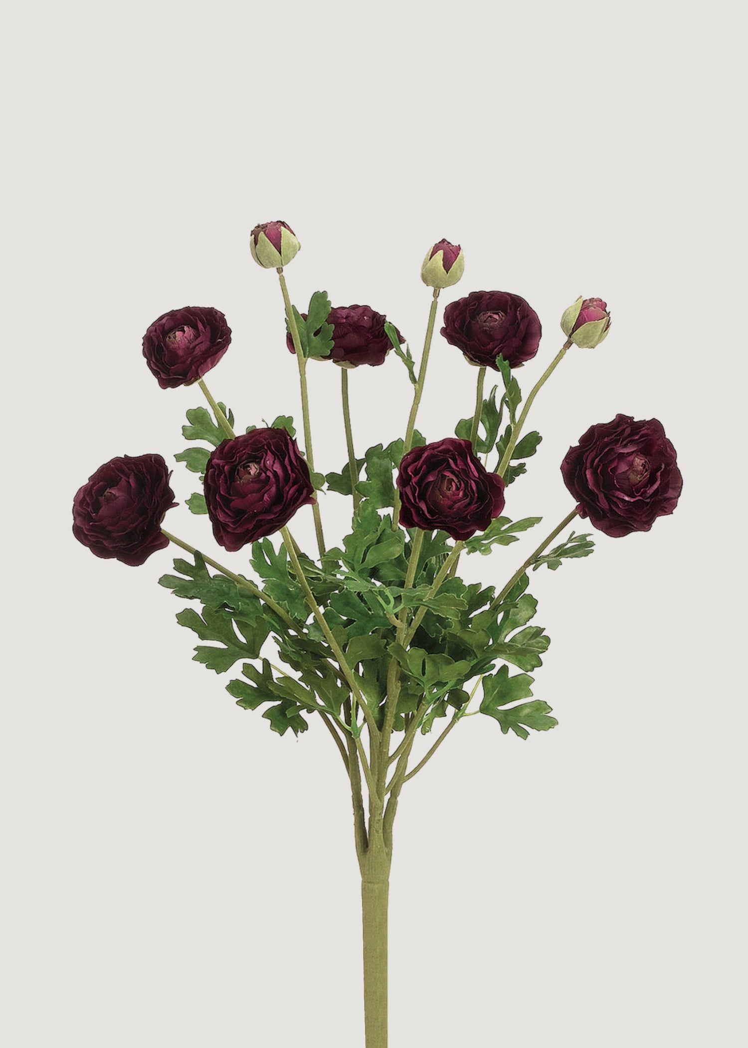 Artificial Ranunculus Flower Bush in Aubergine - 19