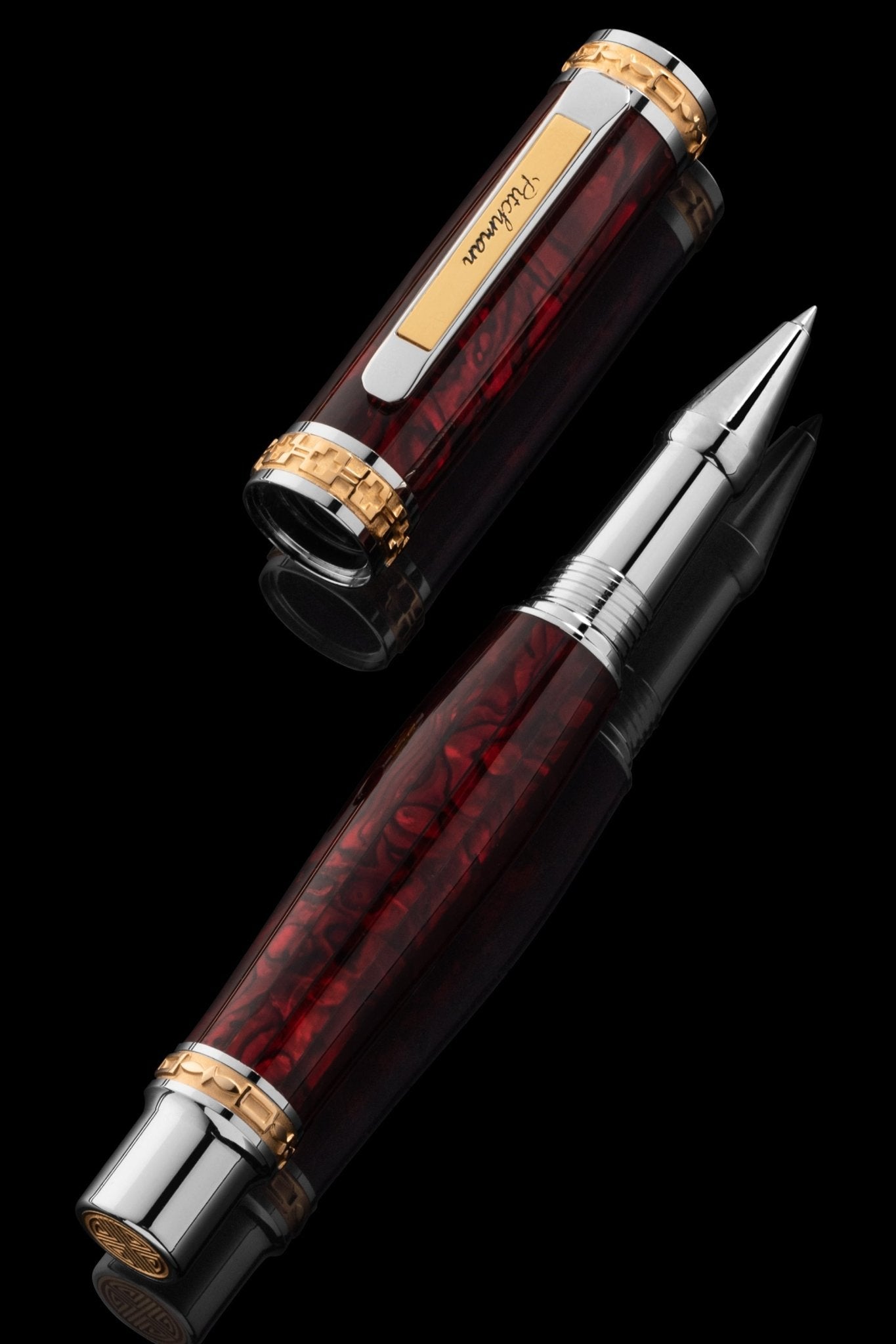 Closer Red Abalone Shell Rollerball Pen