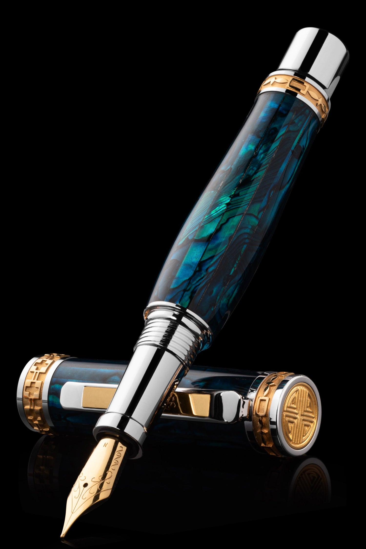 Closer Teal Abalone Shell Fountain Pen