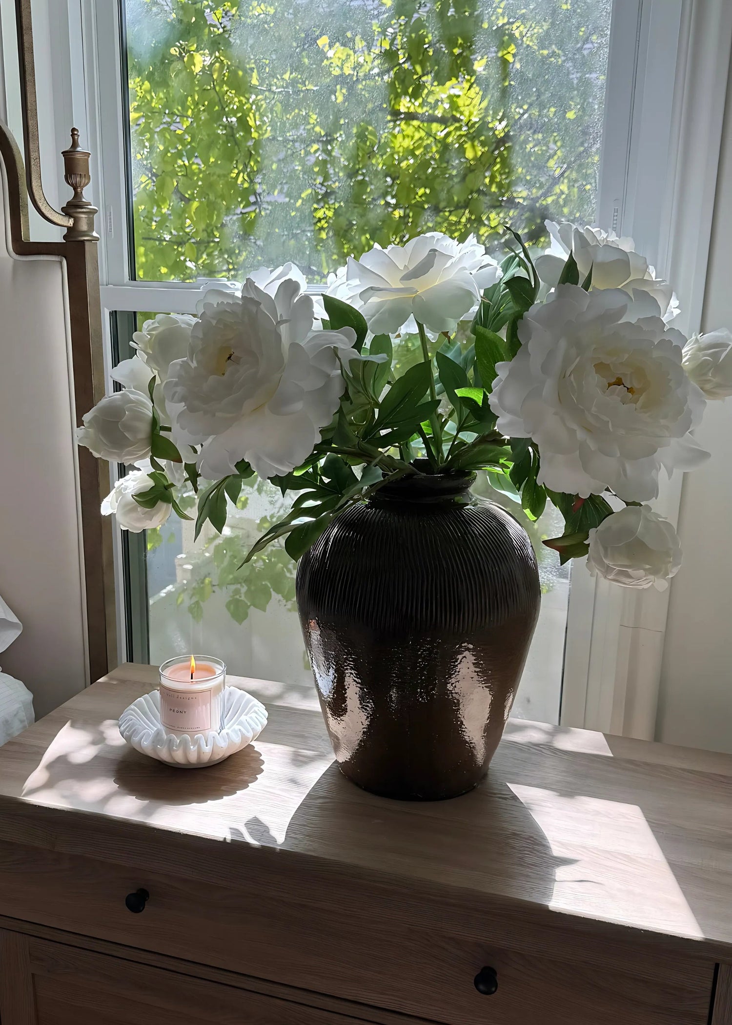 Deluxe White Queen Garden Peony Fake Flower - 30