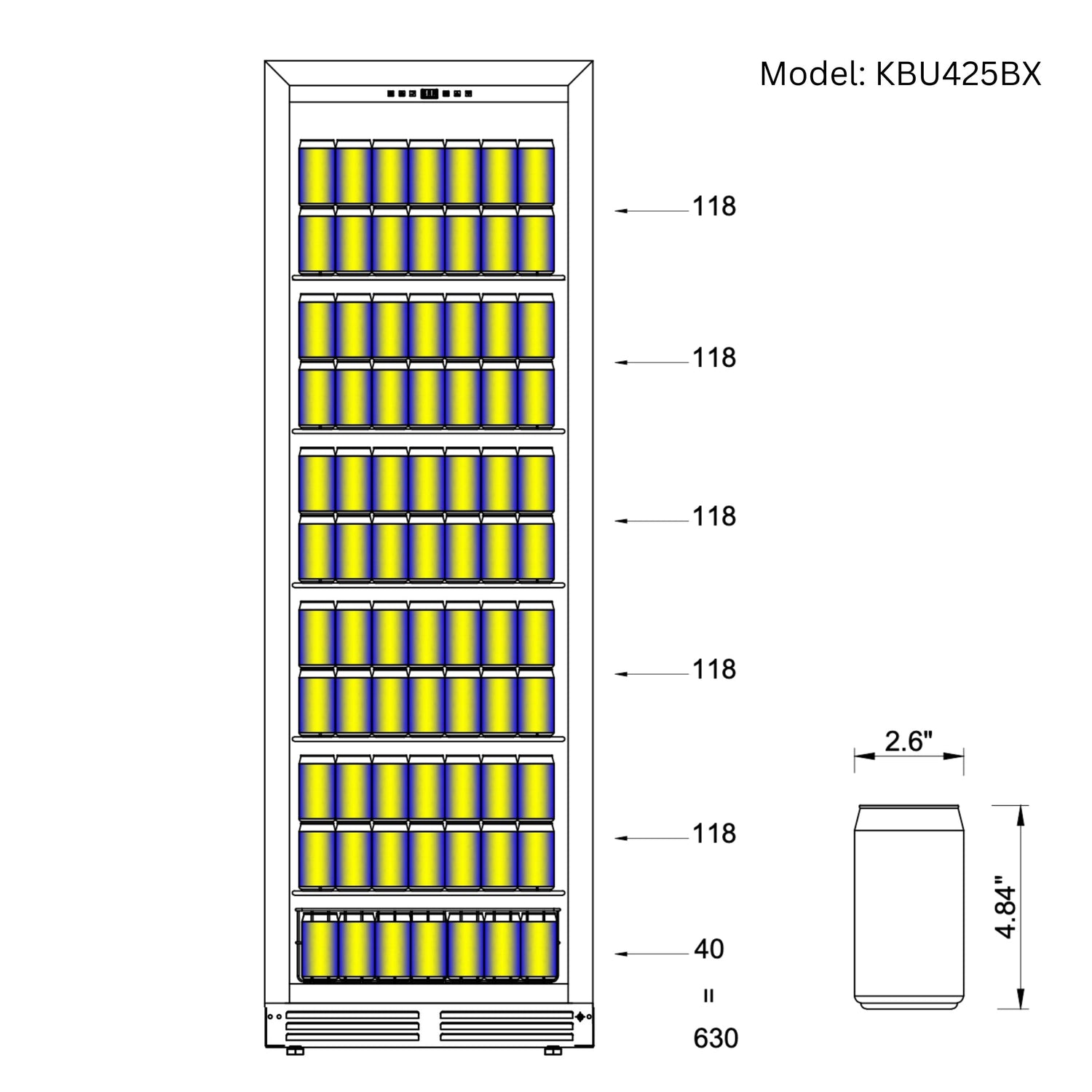 23.5-inch-wide Large Beverage Refrigerator with Low-E Glass Door