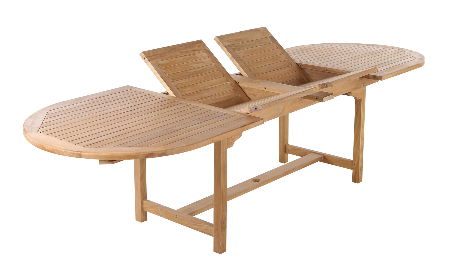 Åre Adjustable 6-8 Person Natural Teak Outdoor Dining Table – 79″-118″