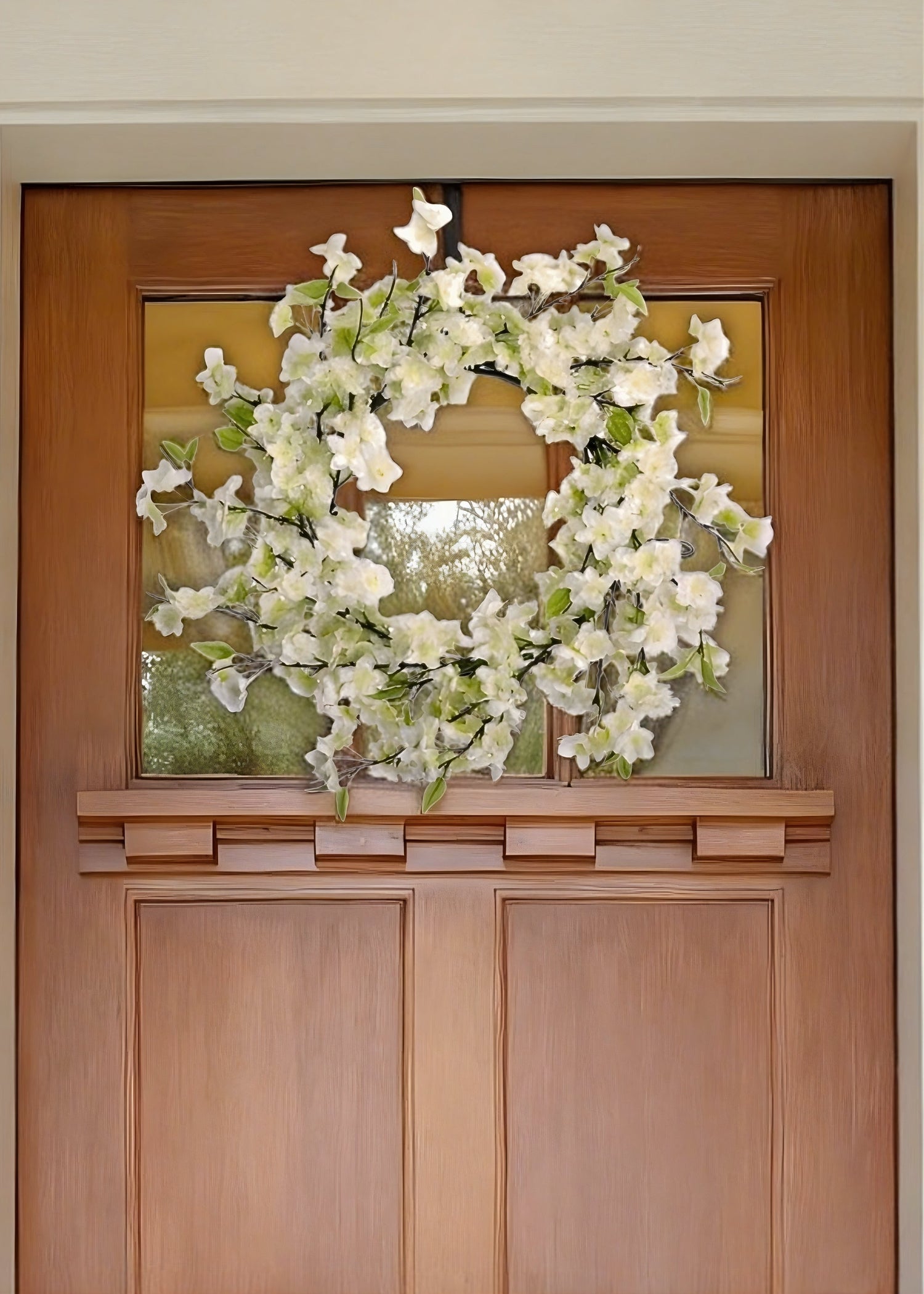 White Cherry Blossom Artificial Flower Wreath - 20