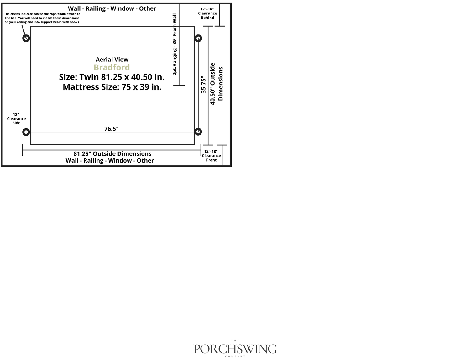 Amish Casual The Bradford Twin Swing Bed, Oak