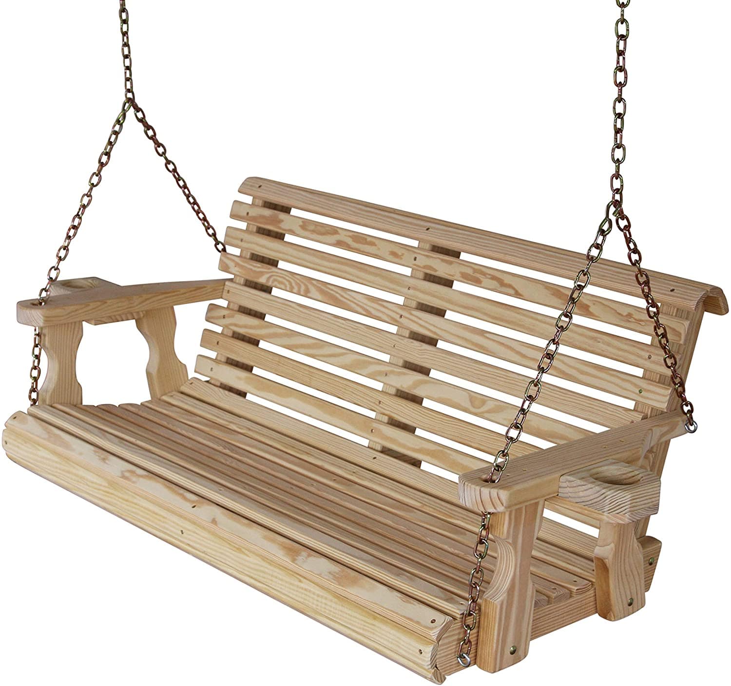 Amish Casual 4 Foot Unfinished Roll Back Porch Swing with Clearcoat