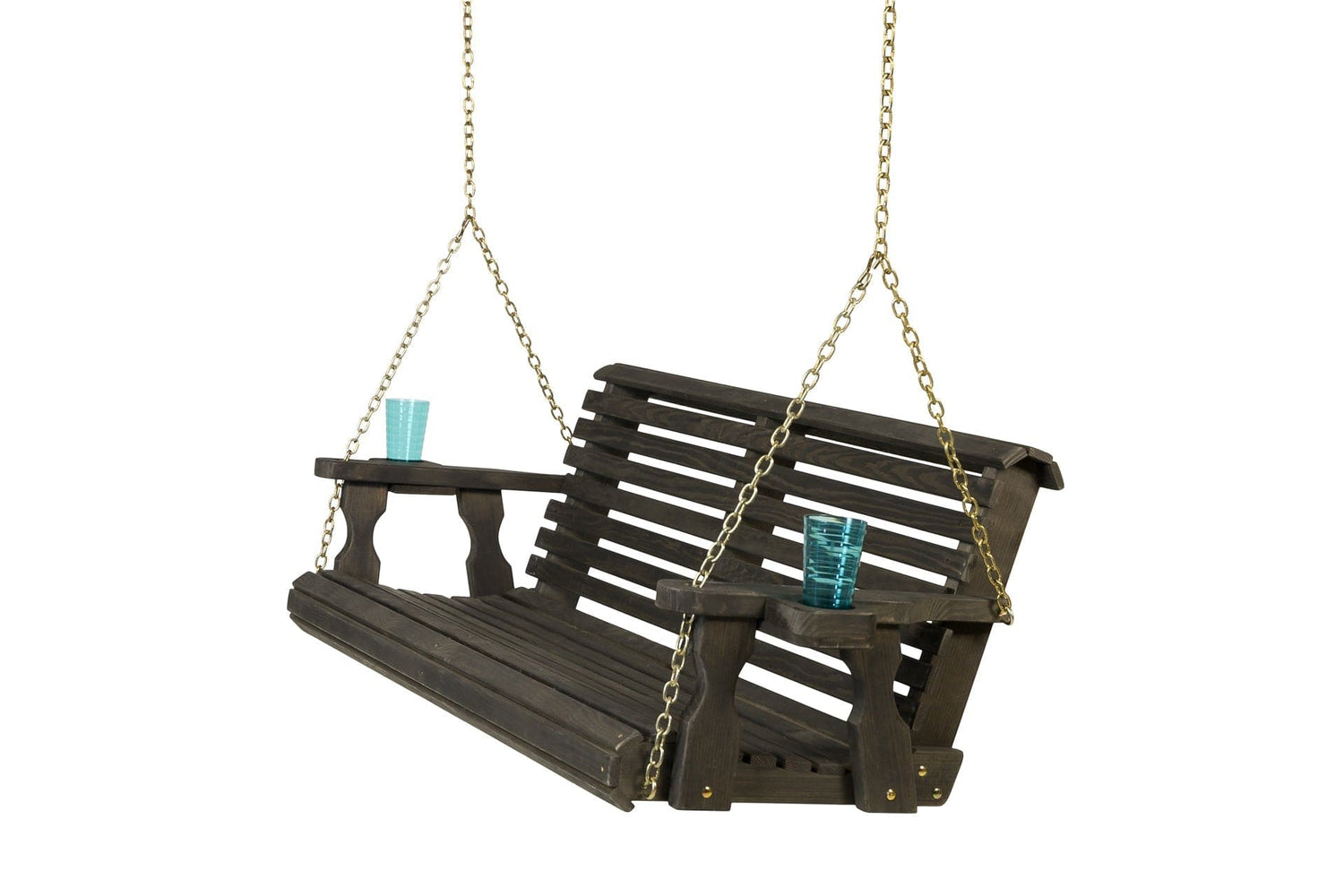 Amish Casual 5 Foot Roll Back Porch Swing in Black Stain with Clearcoat