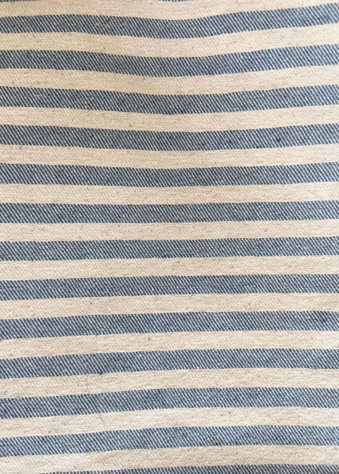 Coastal White and Blue Stripe Pillow Cover with Tassels