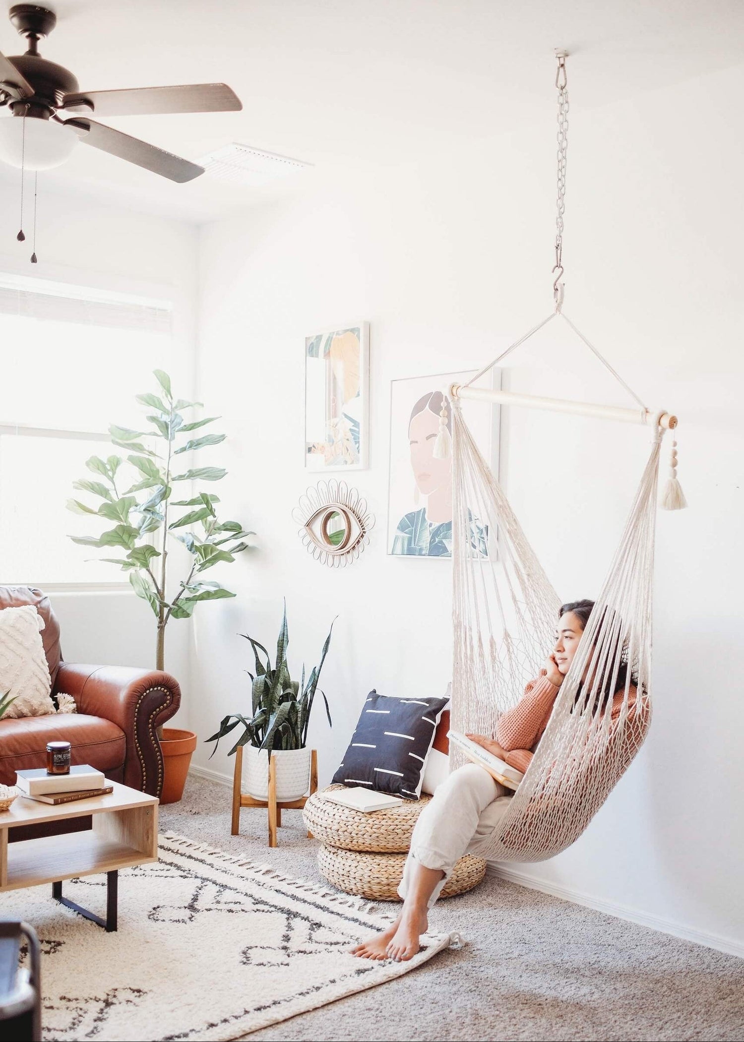 Indoor Diamond Hammock Swing Chair Hanging Mount | WOOD BEAM Ceiling Mount