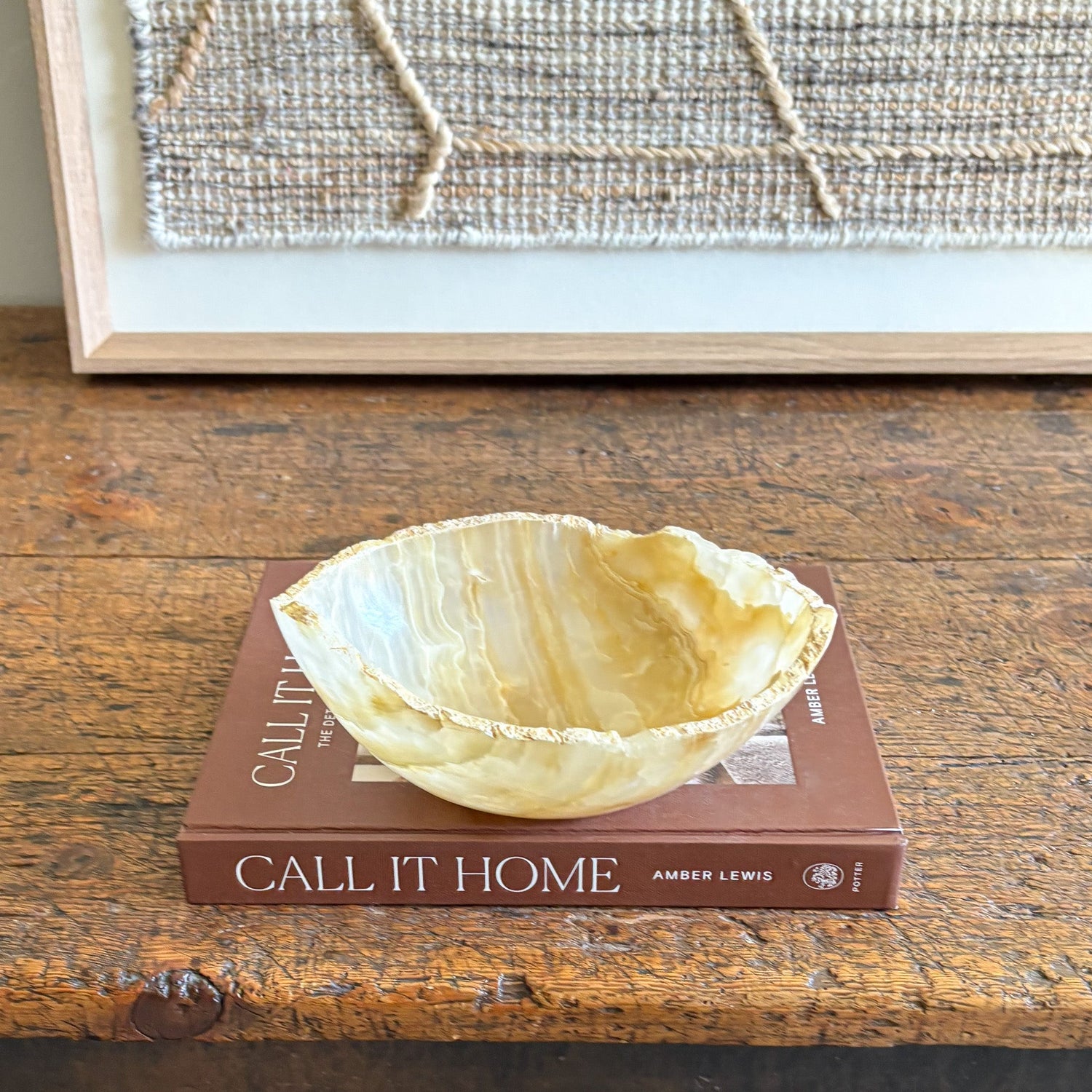 Hand Carved Amber Onyx Bowl