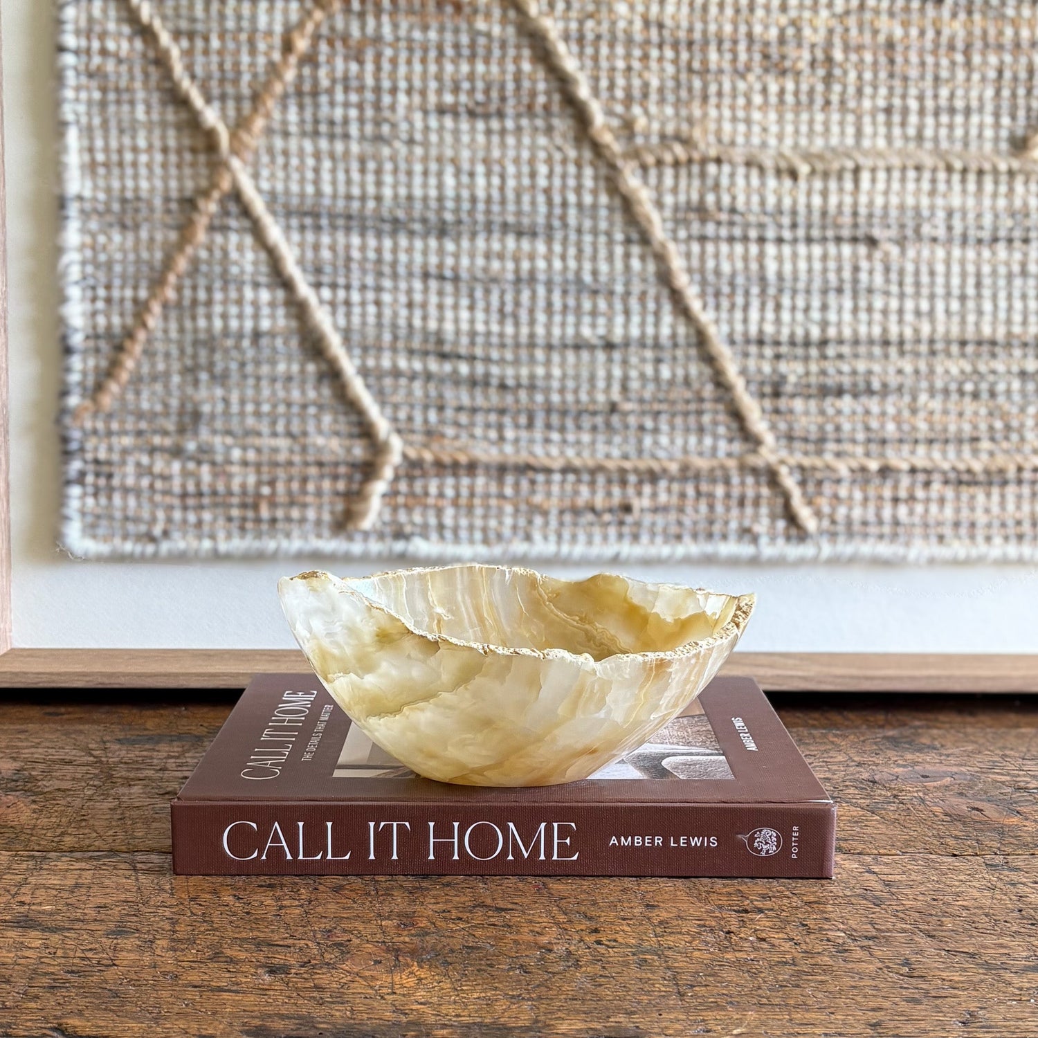 Hand Carved Amber Onyx Bowl