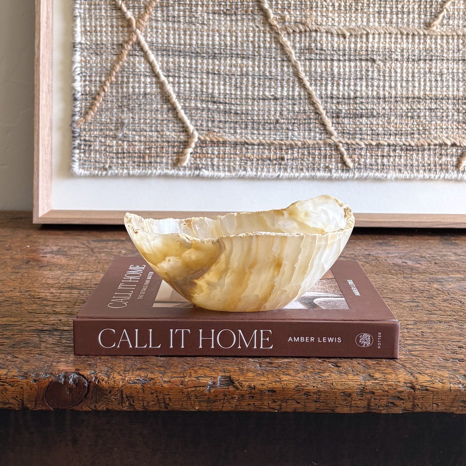 Hand Carved Amber Onyx Bowl