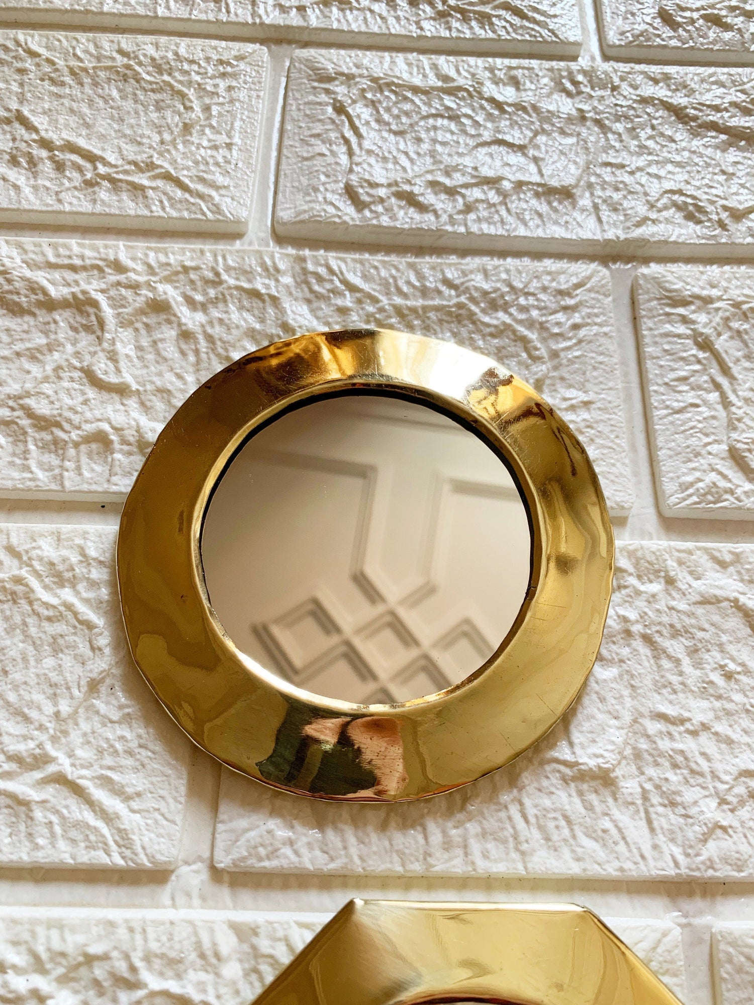 Gold Small Unlacquered Brass Mirror - Wall Decorative Mirrors