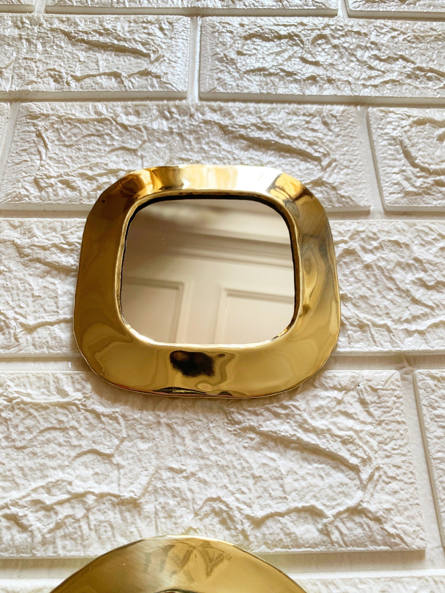 Gold Small Unlacquered Brass Mirror - Wall Decorative Mirrors