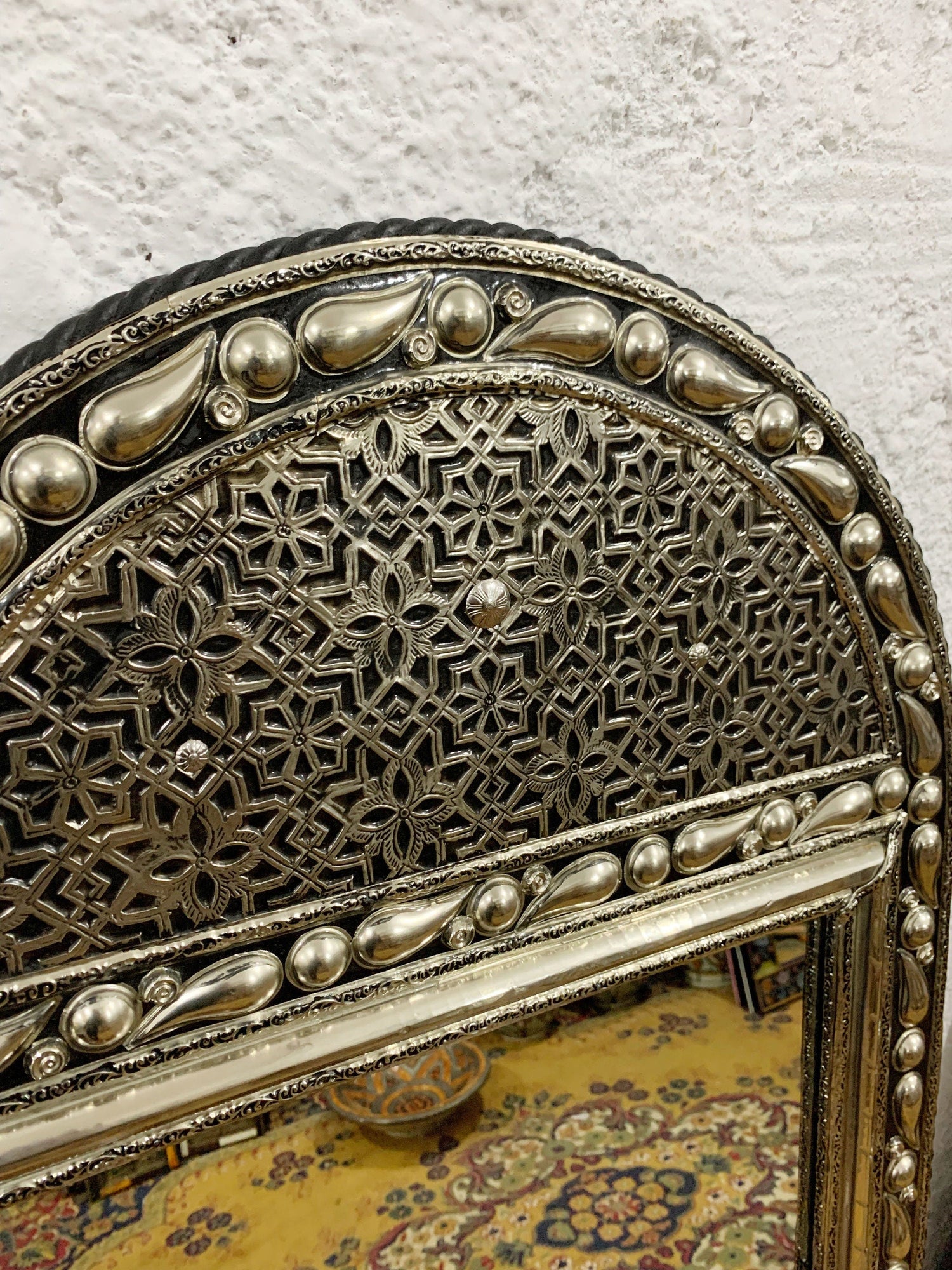 Handcrafted Silver Arch Mirror - Moroccan Antique Wall Mirror